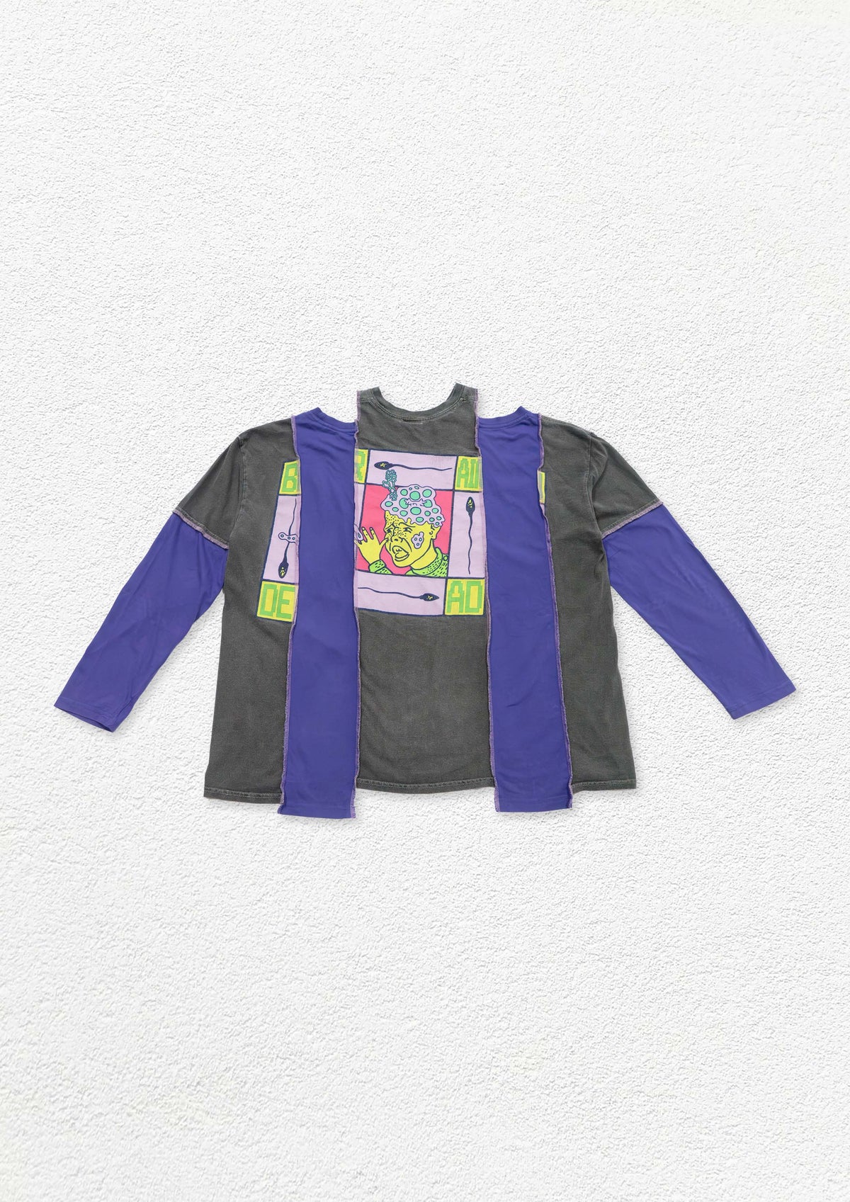 Reimagined upcycled top - grey & indigo