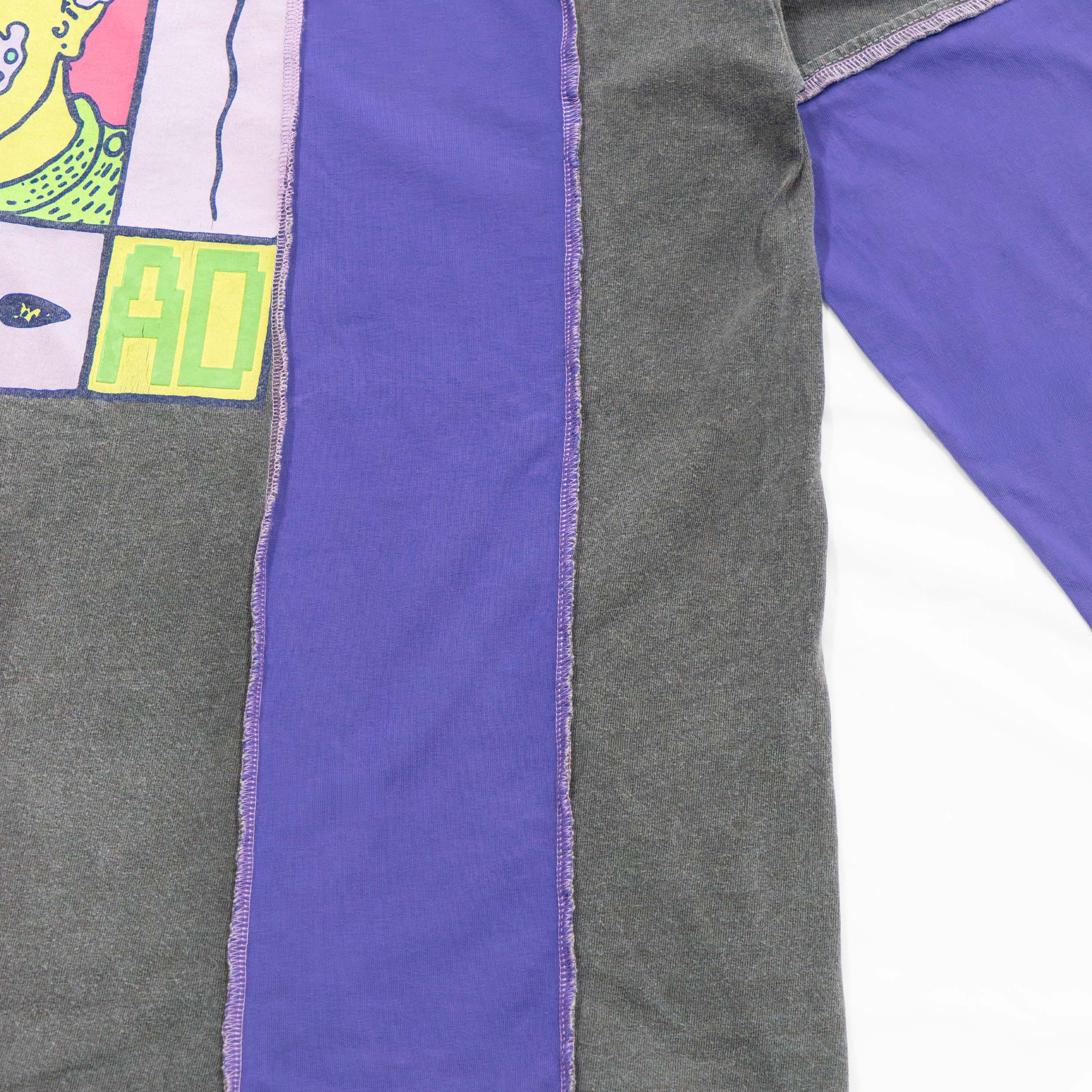 Reimagined upcycled top - grey & indigo