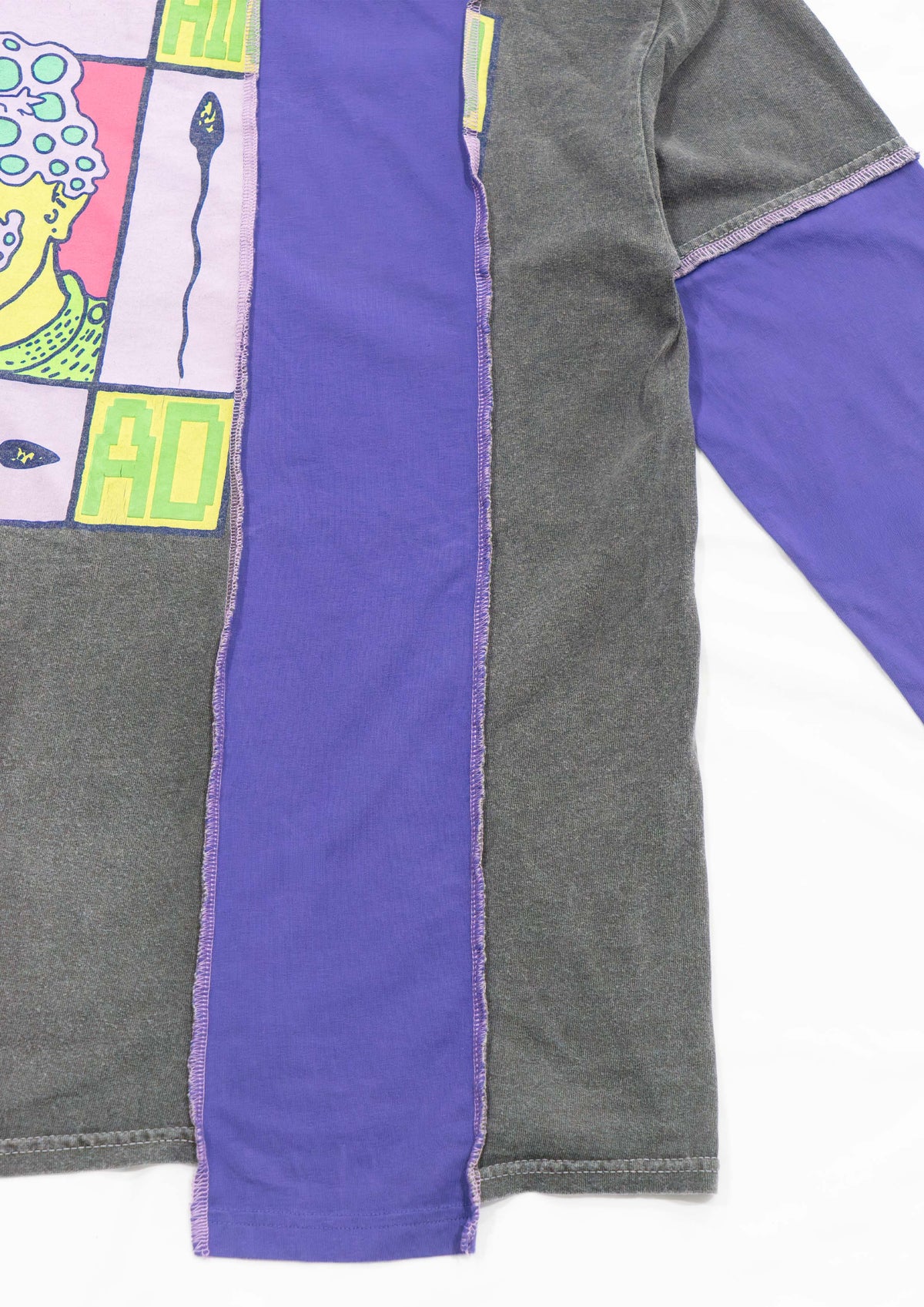 Reimagined upcycled top - grey & indigo