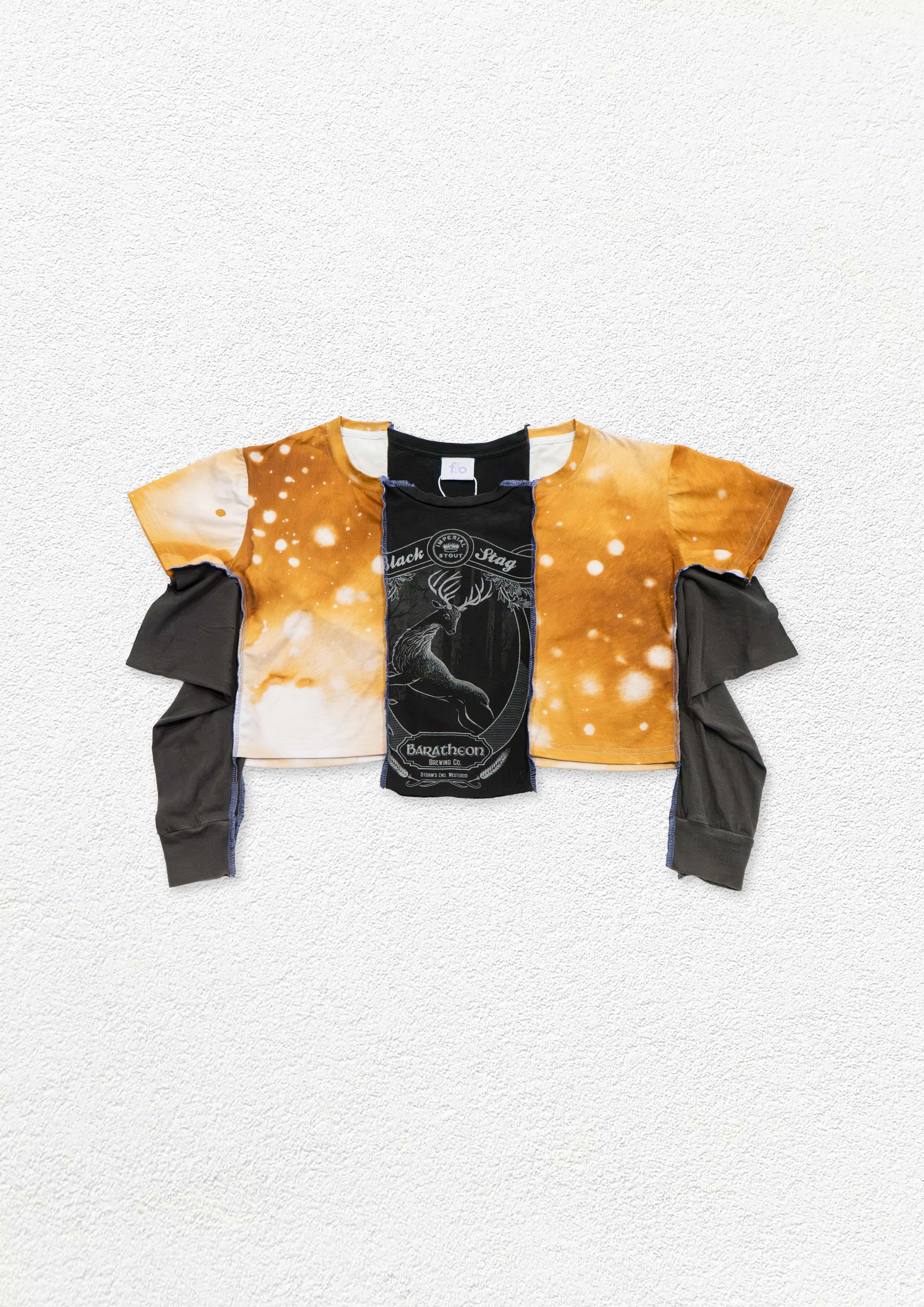 Reimagined upcycled crop top - grey & deer