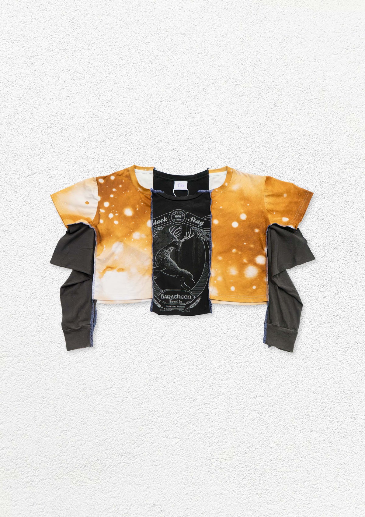 Reimagined upcycled crop top - grey & deer