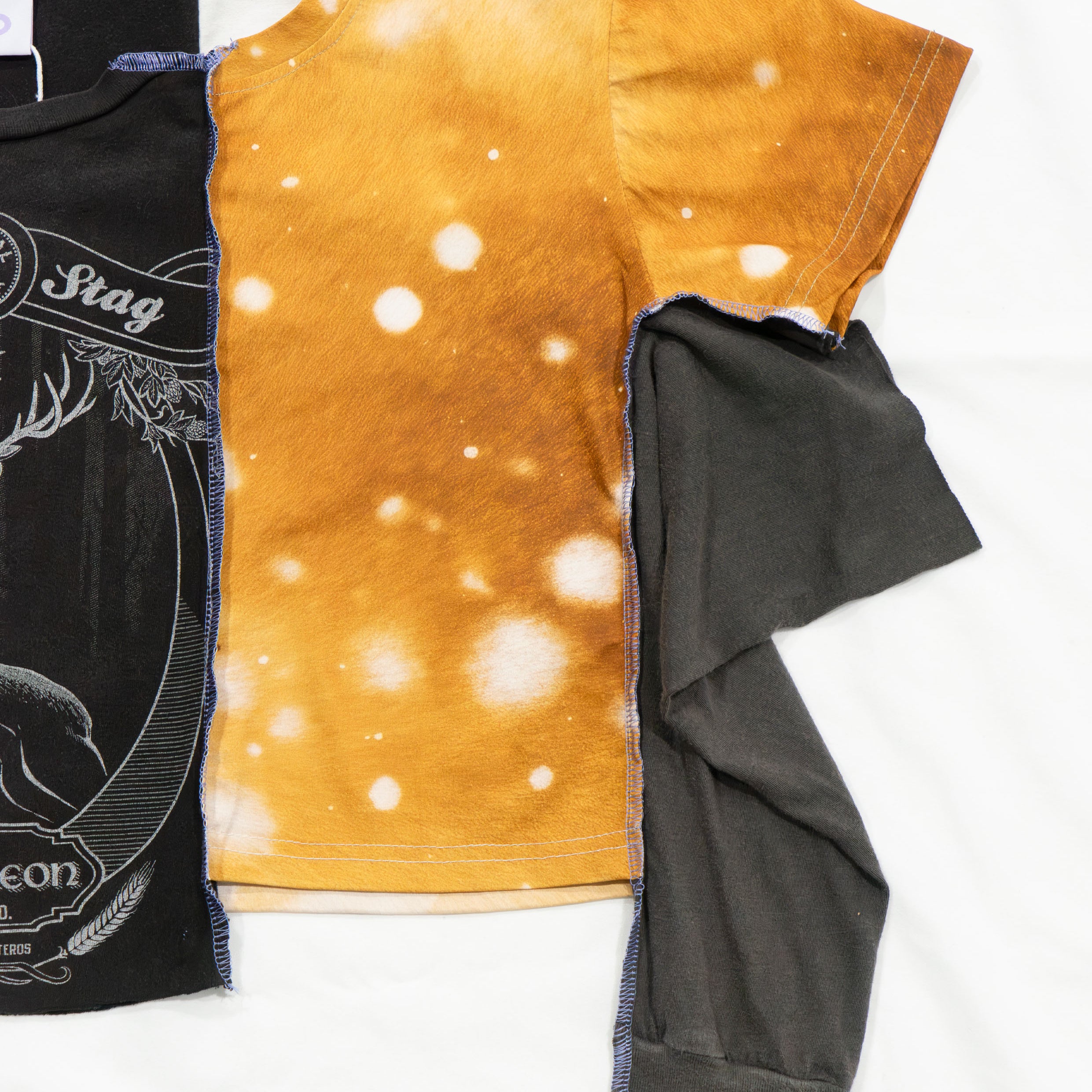 Reimagined upcycled crop top - grey & deer
