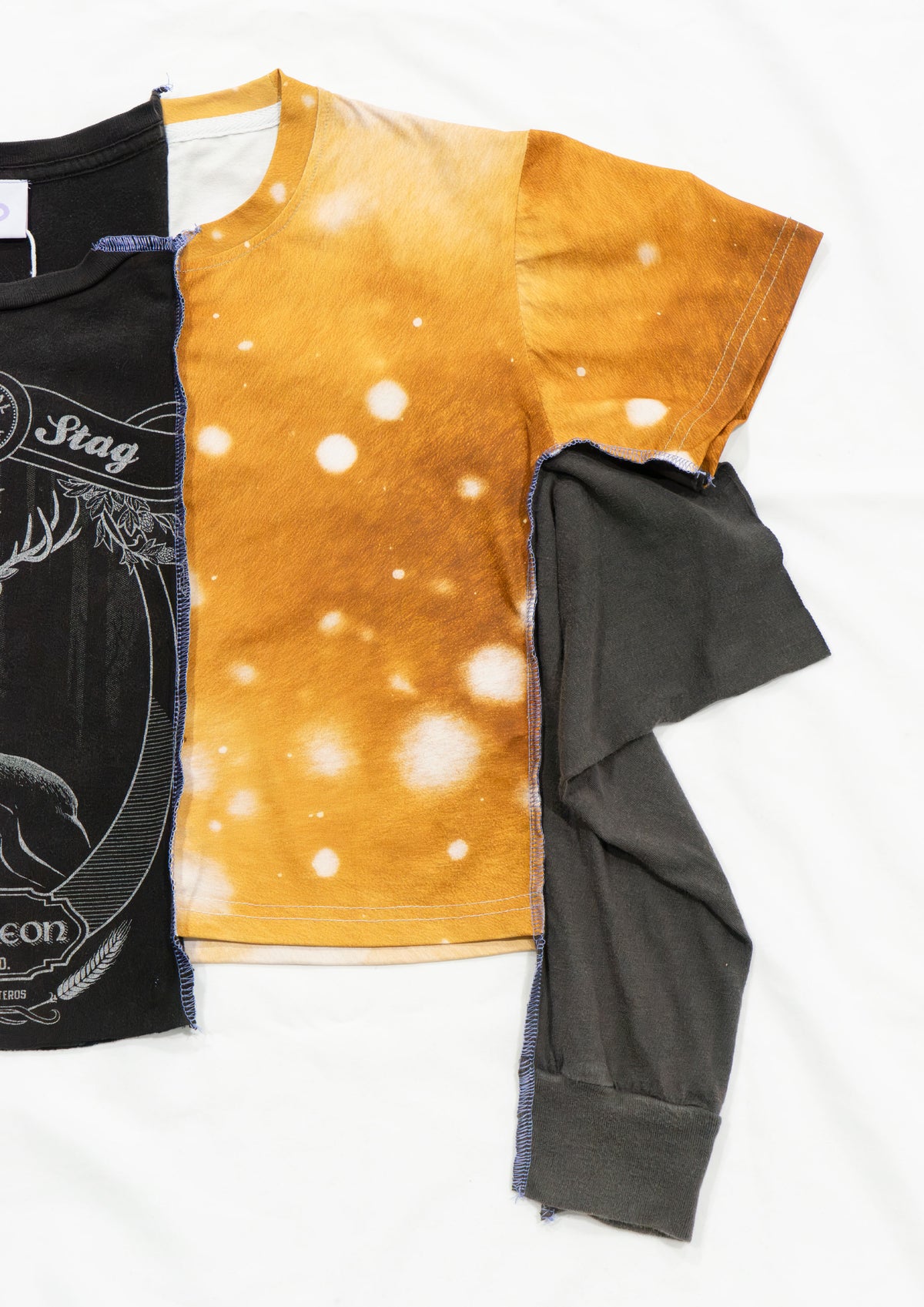 Reimagined upcycled crop top - grey & deer