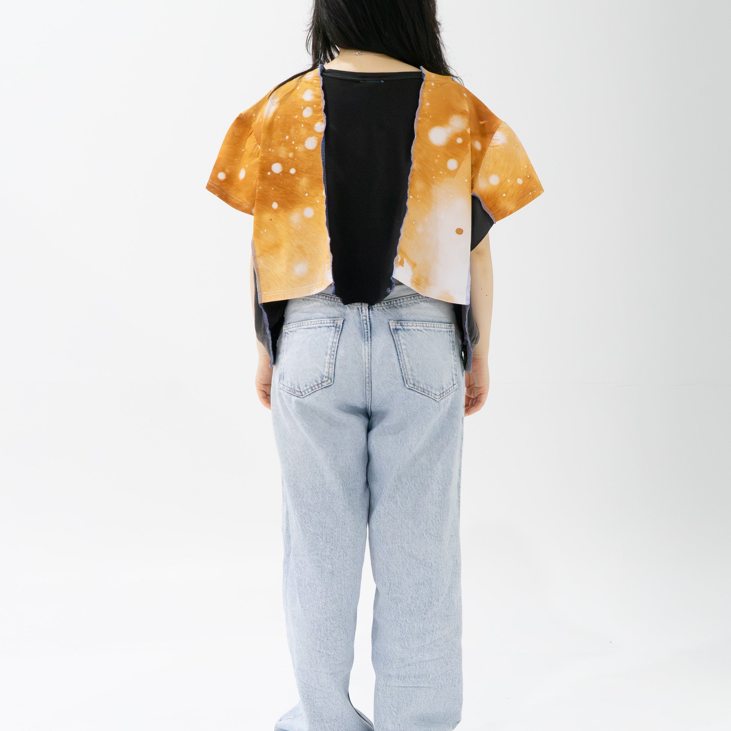 Reimagined upcycled crop top - grey & deer