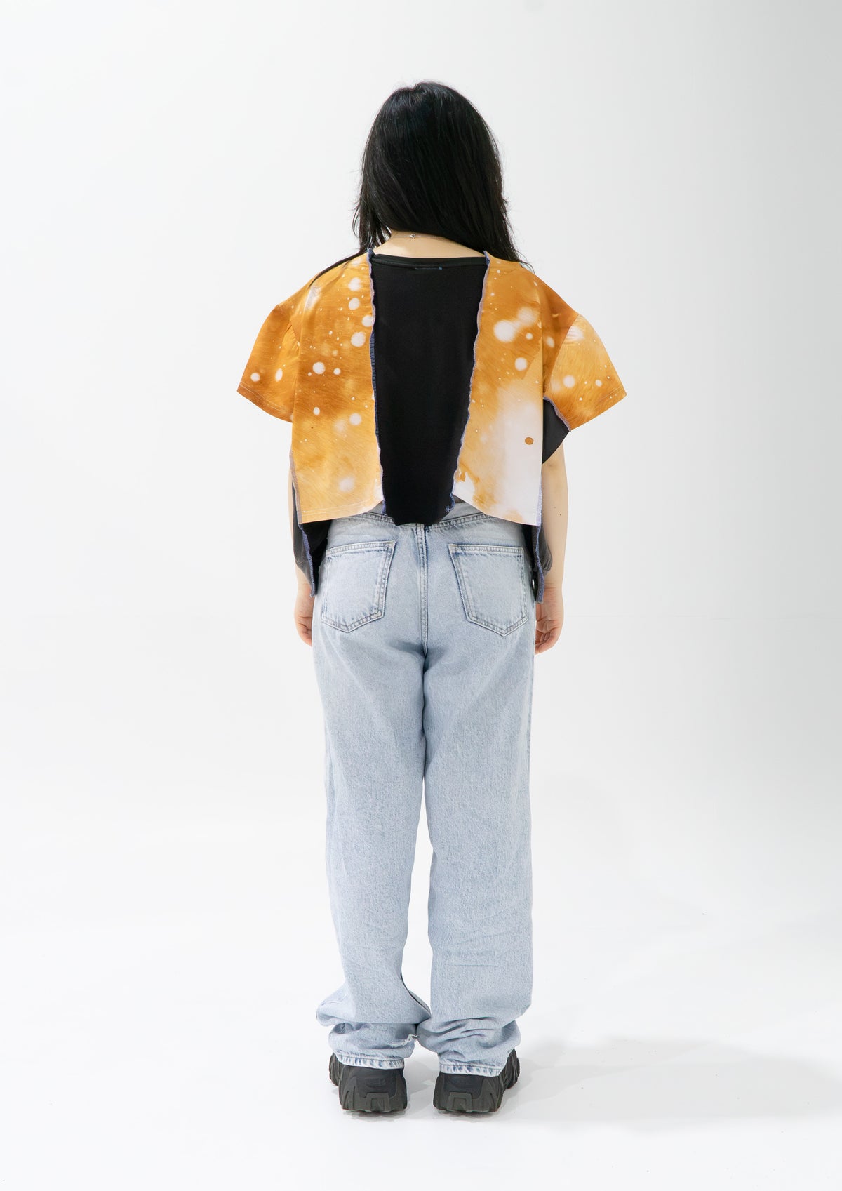 Reimagined upcycled crop top - grey & deer