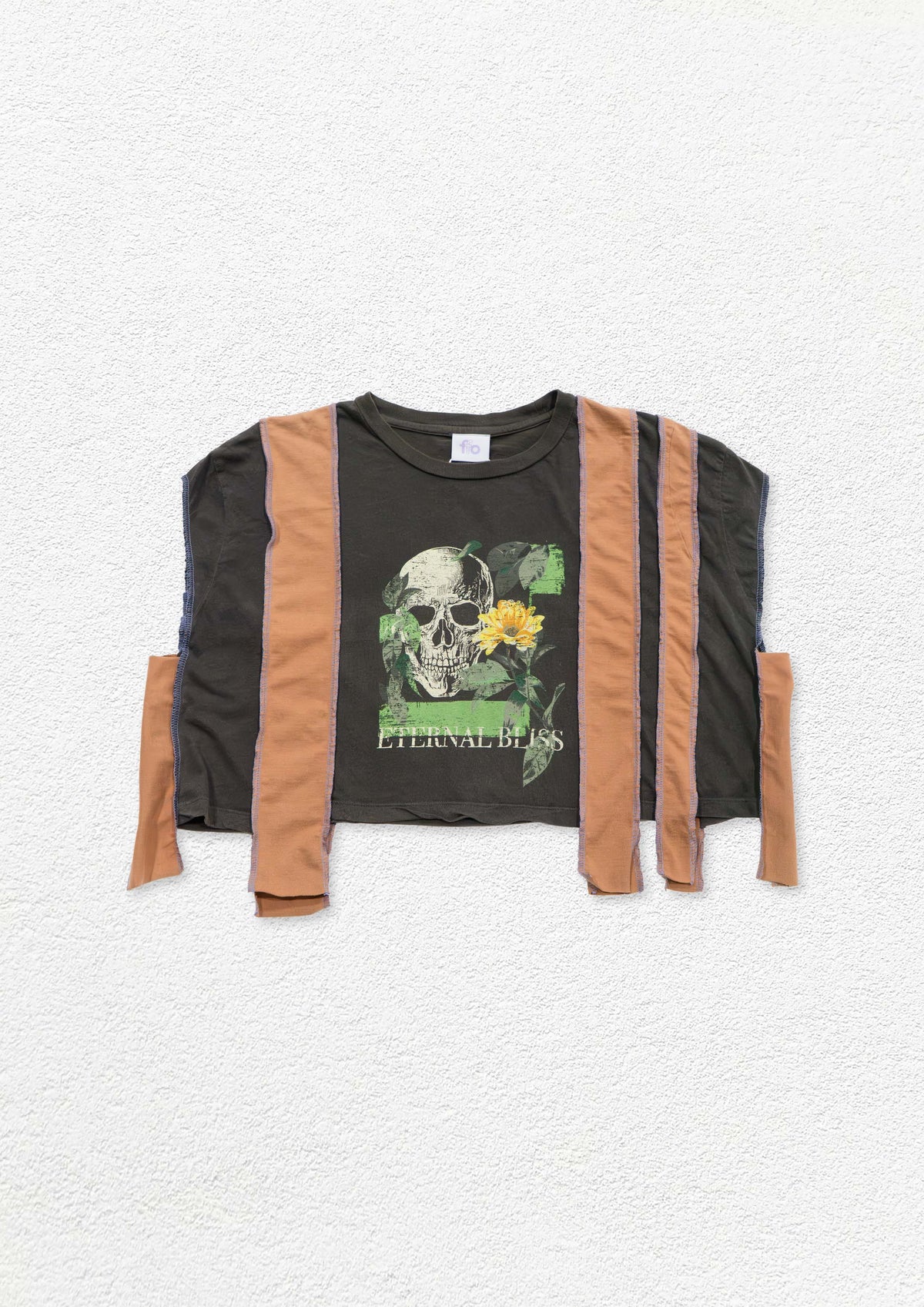 Reimagined upcycled crop top - grey & caramel