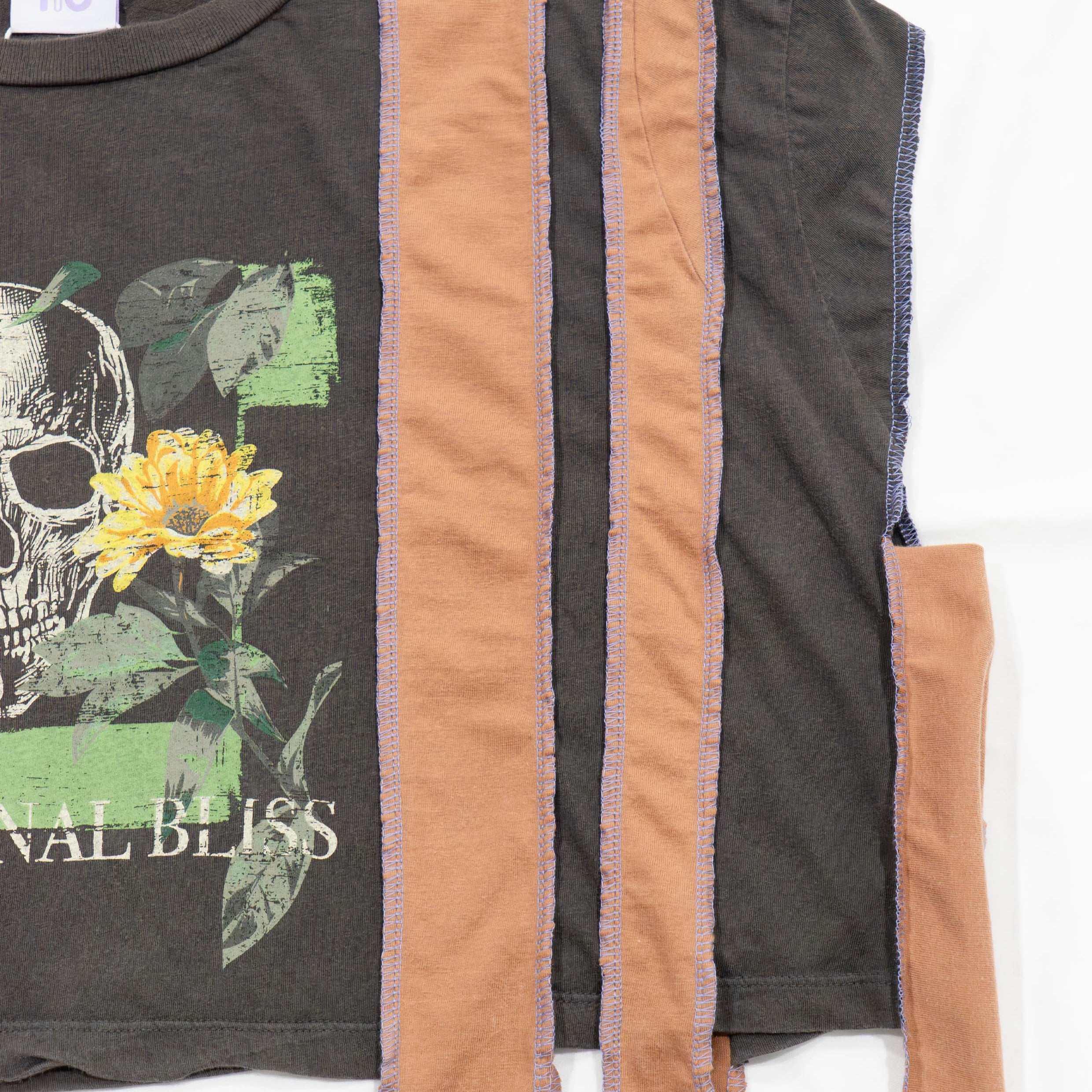 Reimagined upcycled crop top - grey & caramel