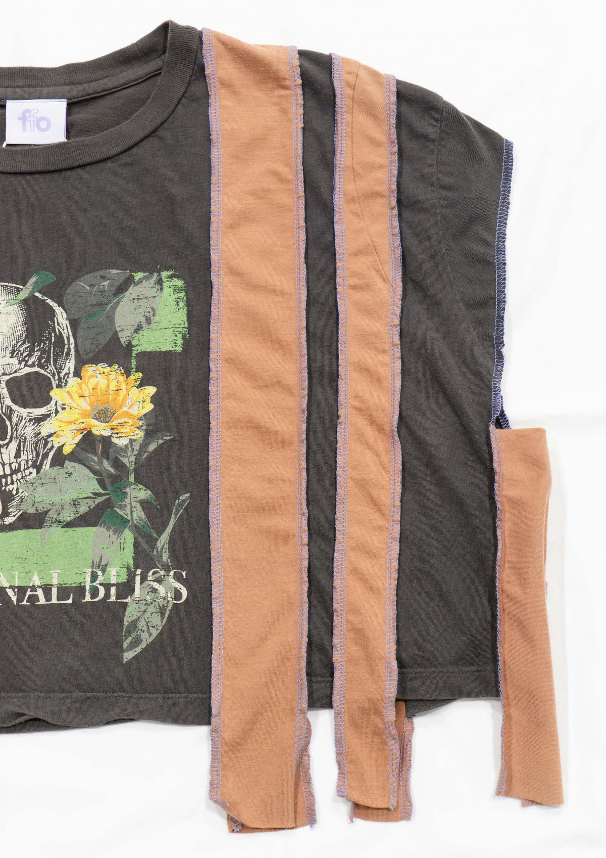 Reimagined upcycled crop top - grey & caramel