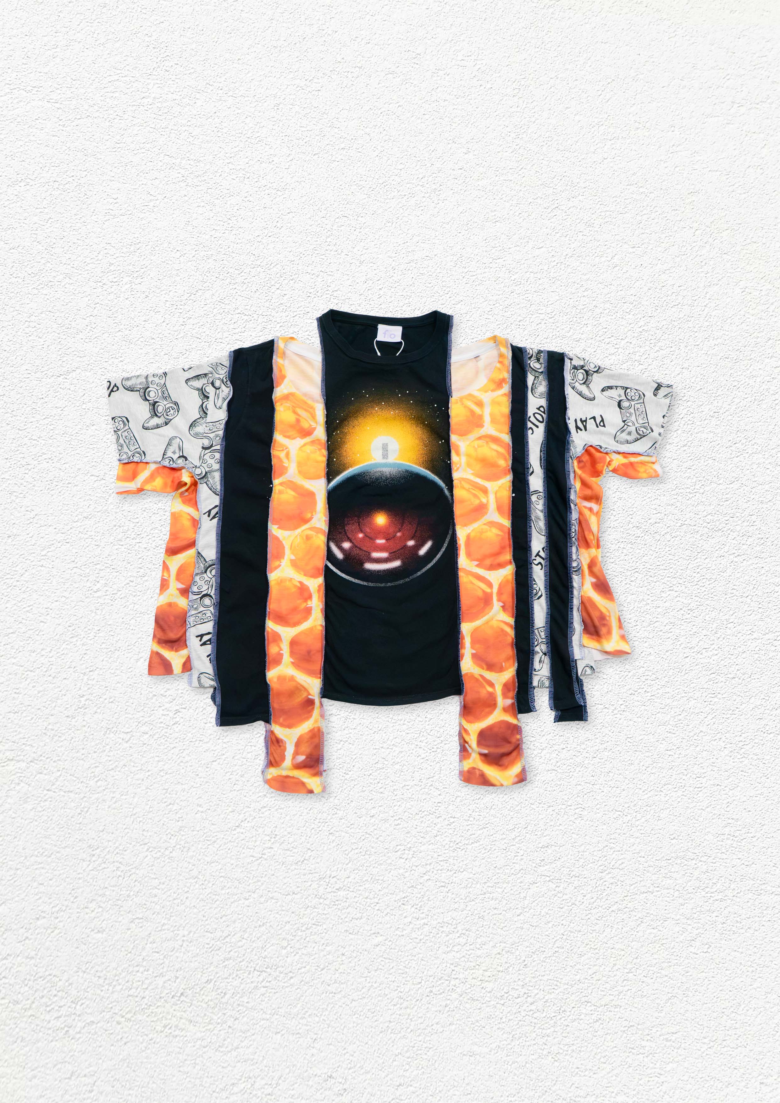 Reimagined upcycled top - black & orange