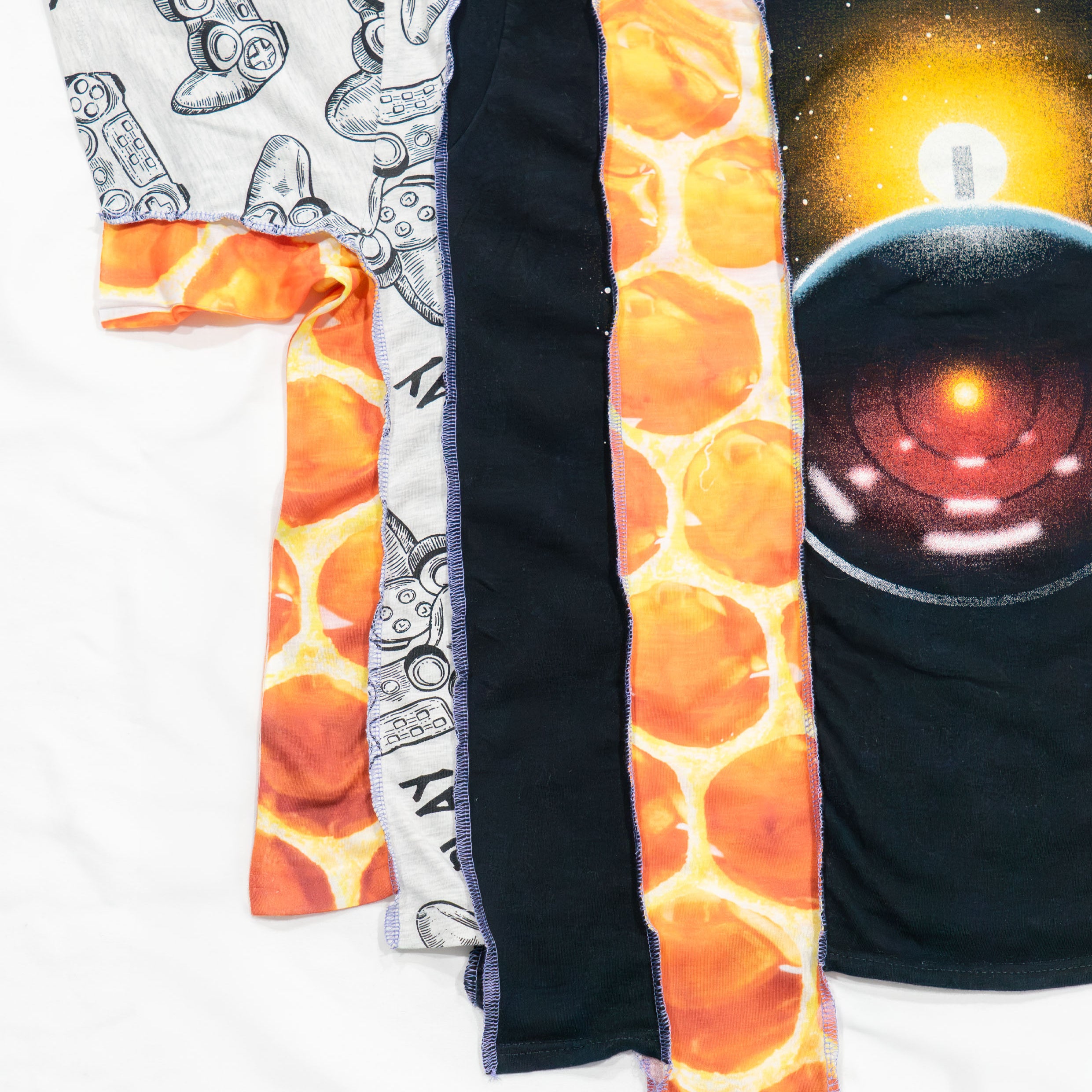 Reimagined upcycled top - black & orange