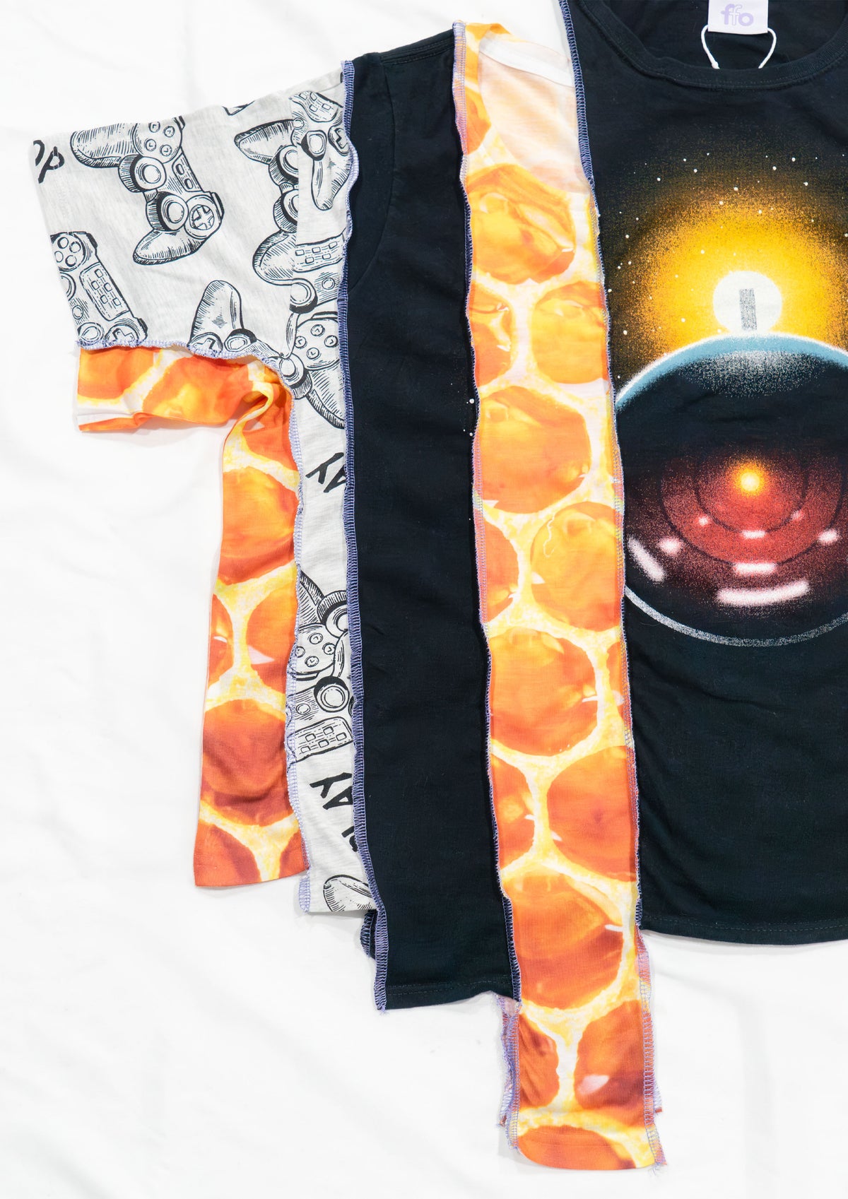 Reimagined upcycled top - black & orange
