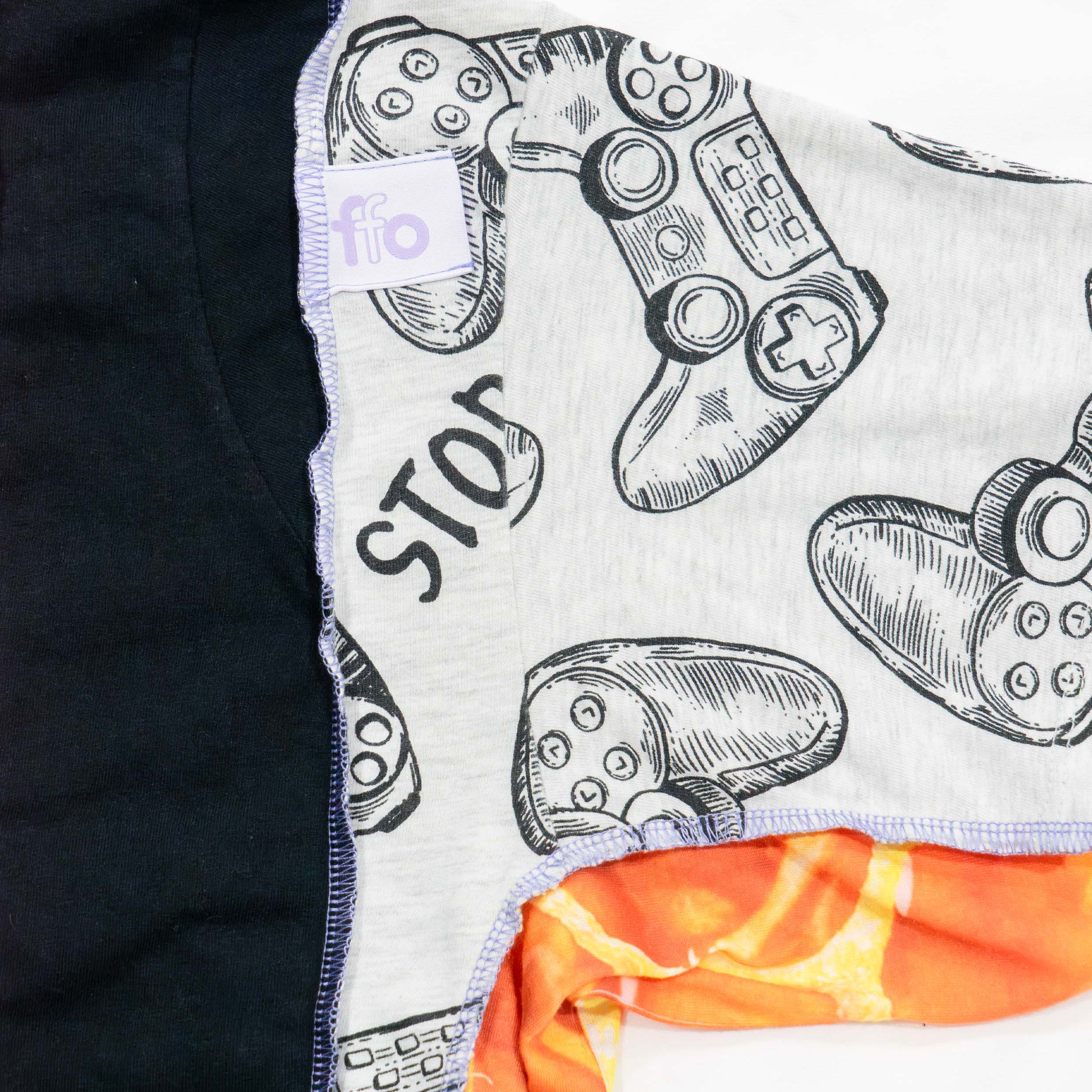Reimagined upcycled top - black & orange