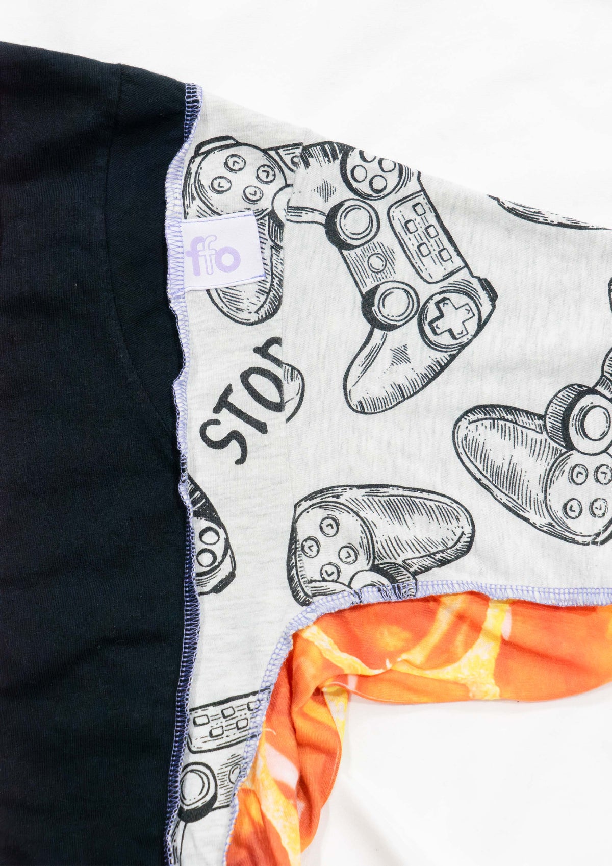 Reimagined upcycled top - black & orange