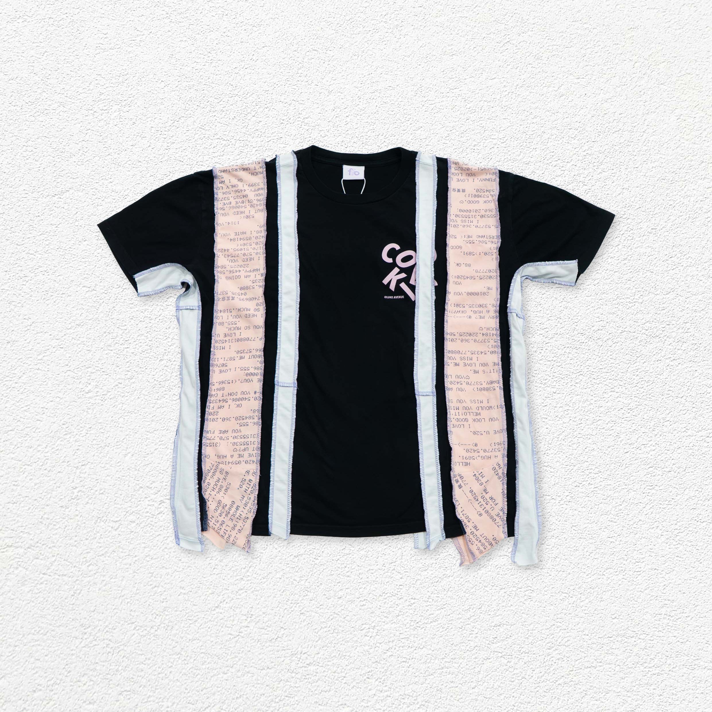 Reimagined upcycled tee - black & blush