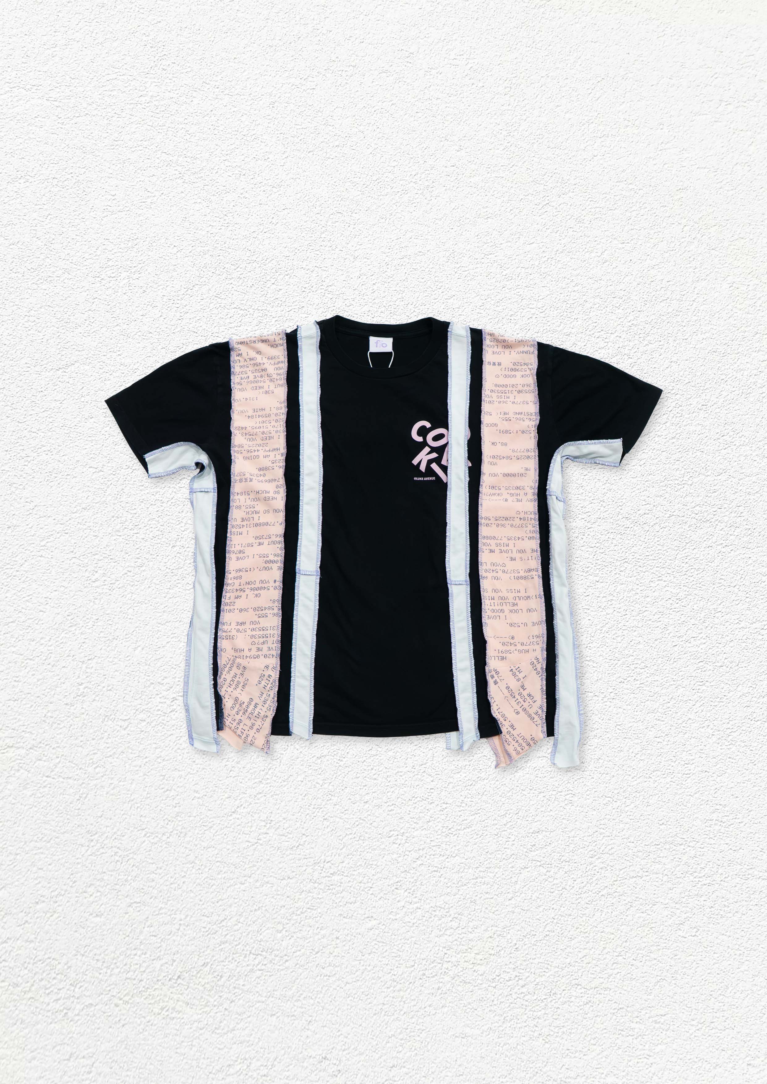 Reimagined upcycled tee - black & blush