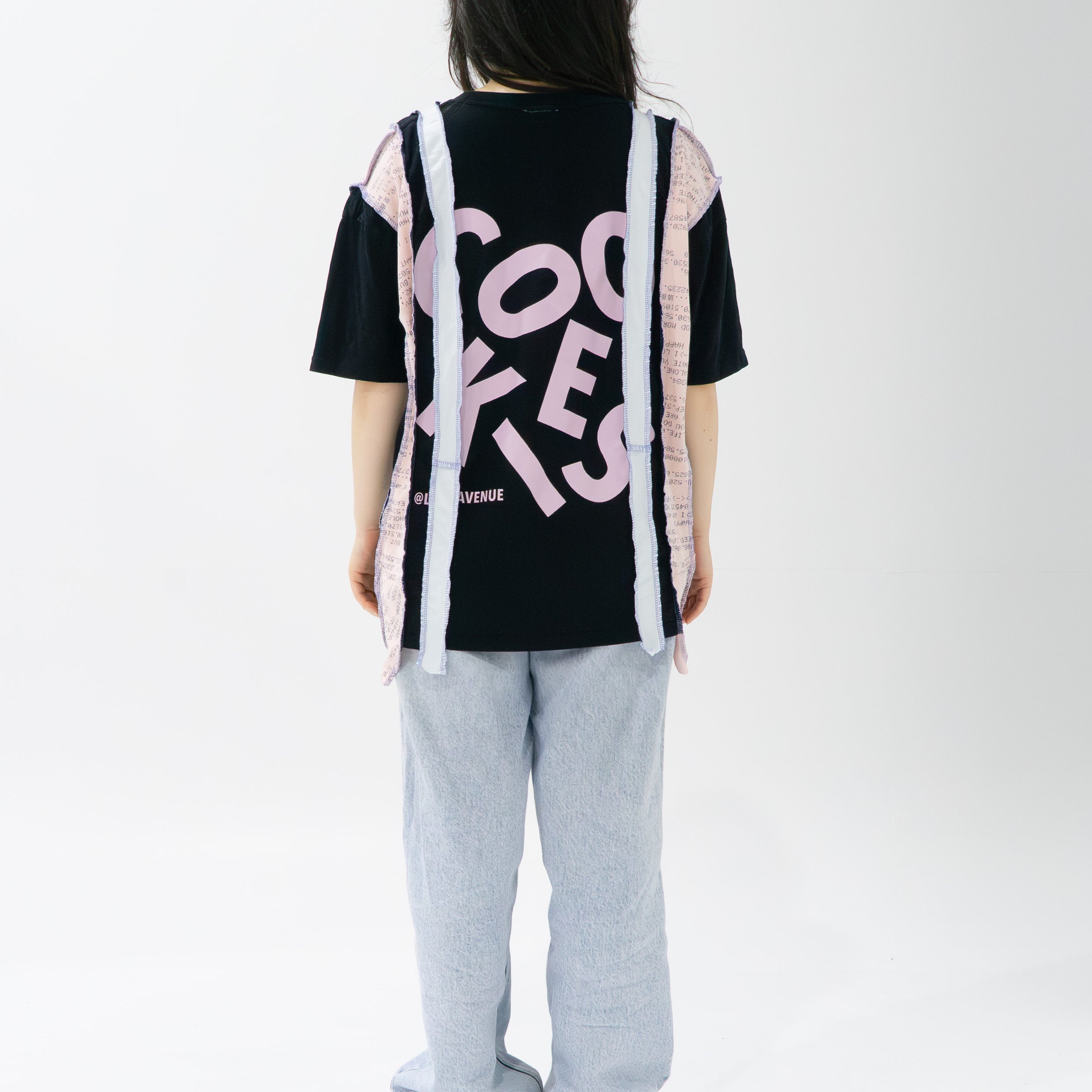 Reimagined upcycled tee - black & blush