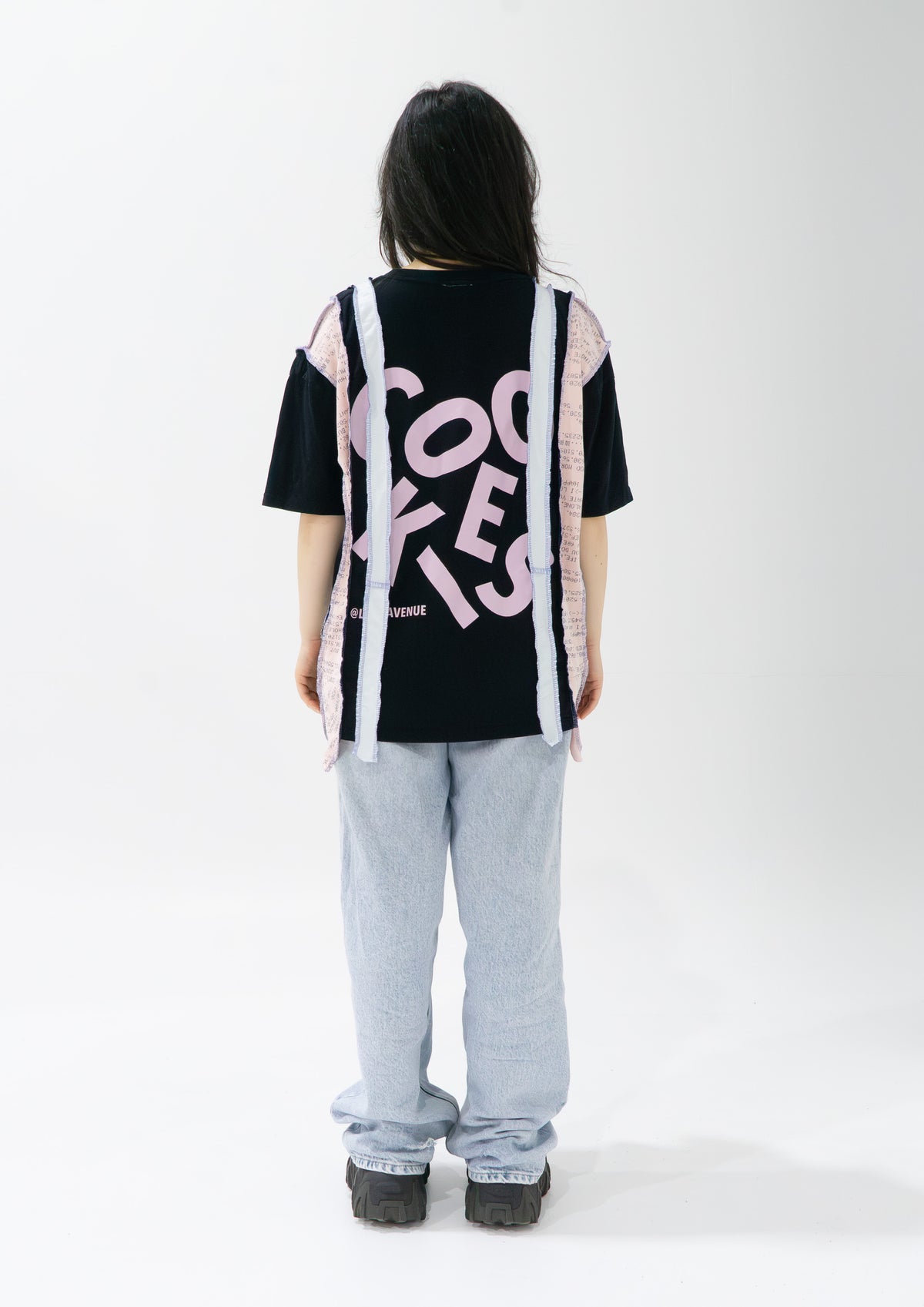 Reimagined upcycled tee - black & blush