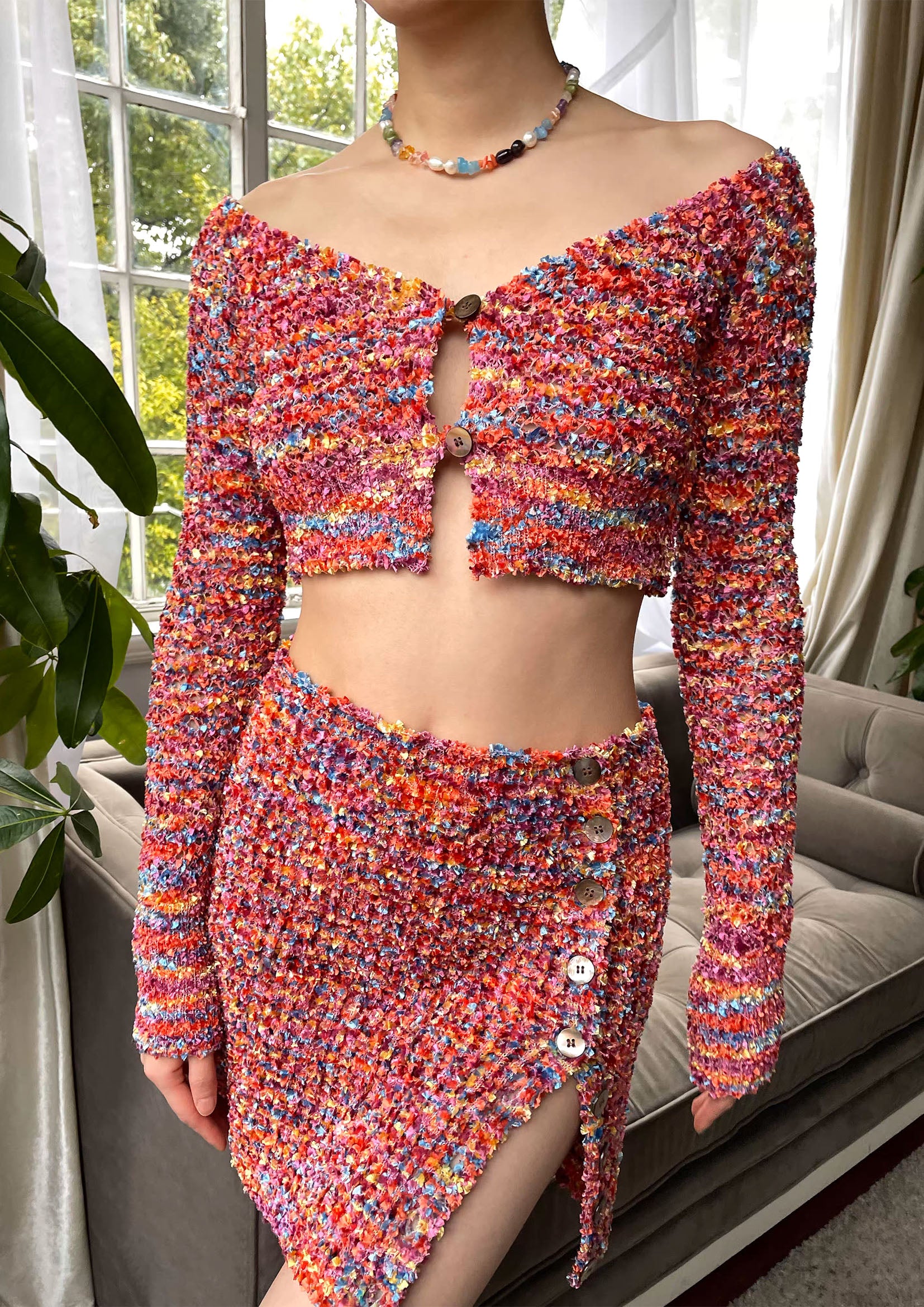 Sprinkle knit crop cardigan - pink – Future Fusion Online