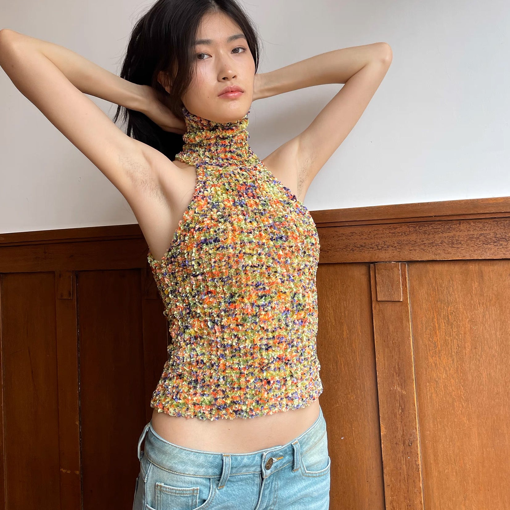 Sprinkle knit tank top - lime