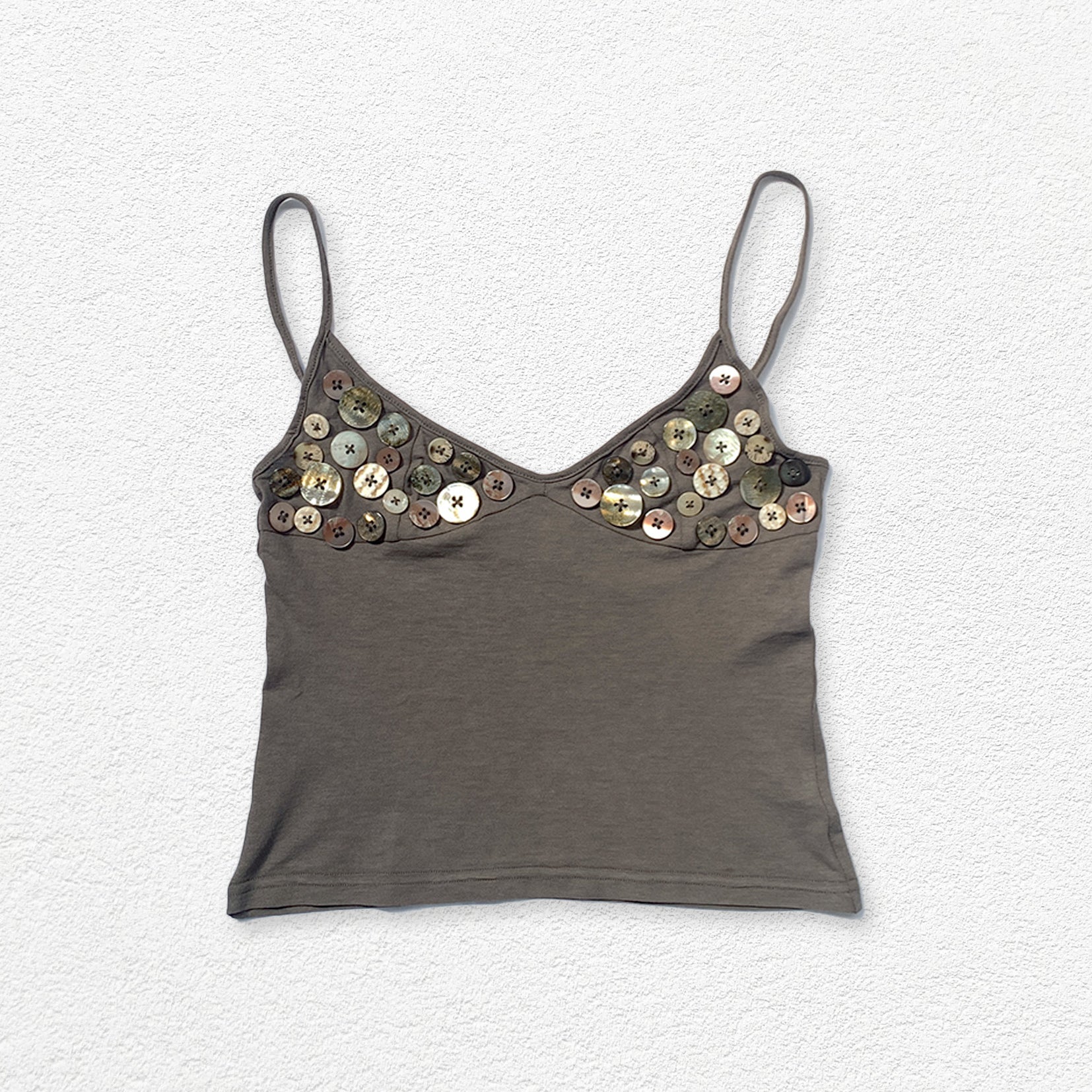 Shell buttons sling crop top - taupe
