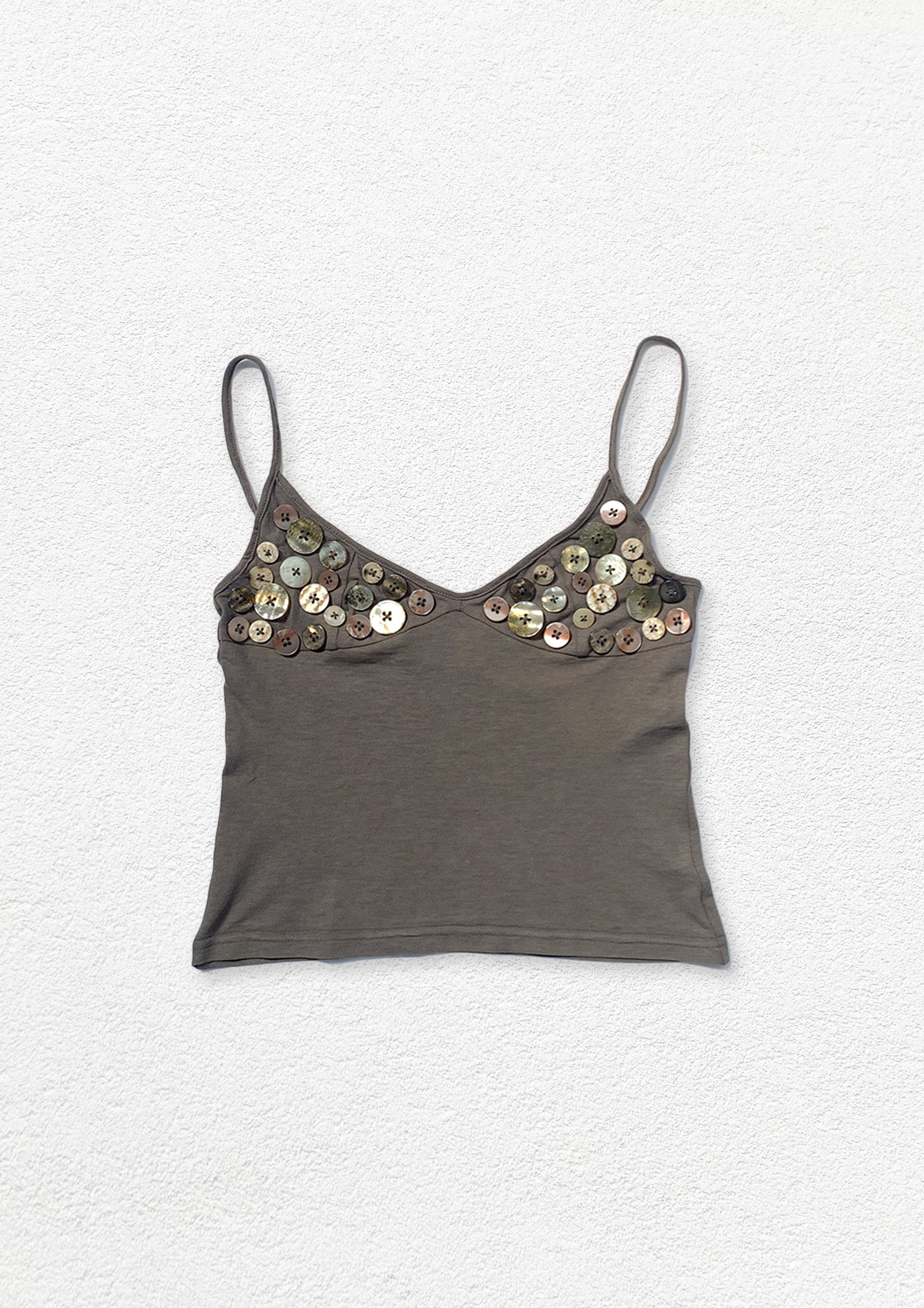 Shell buttons sling crop top - taupe