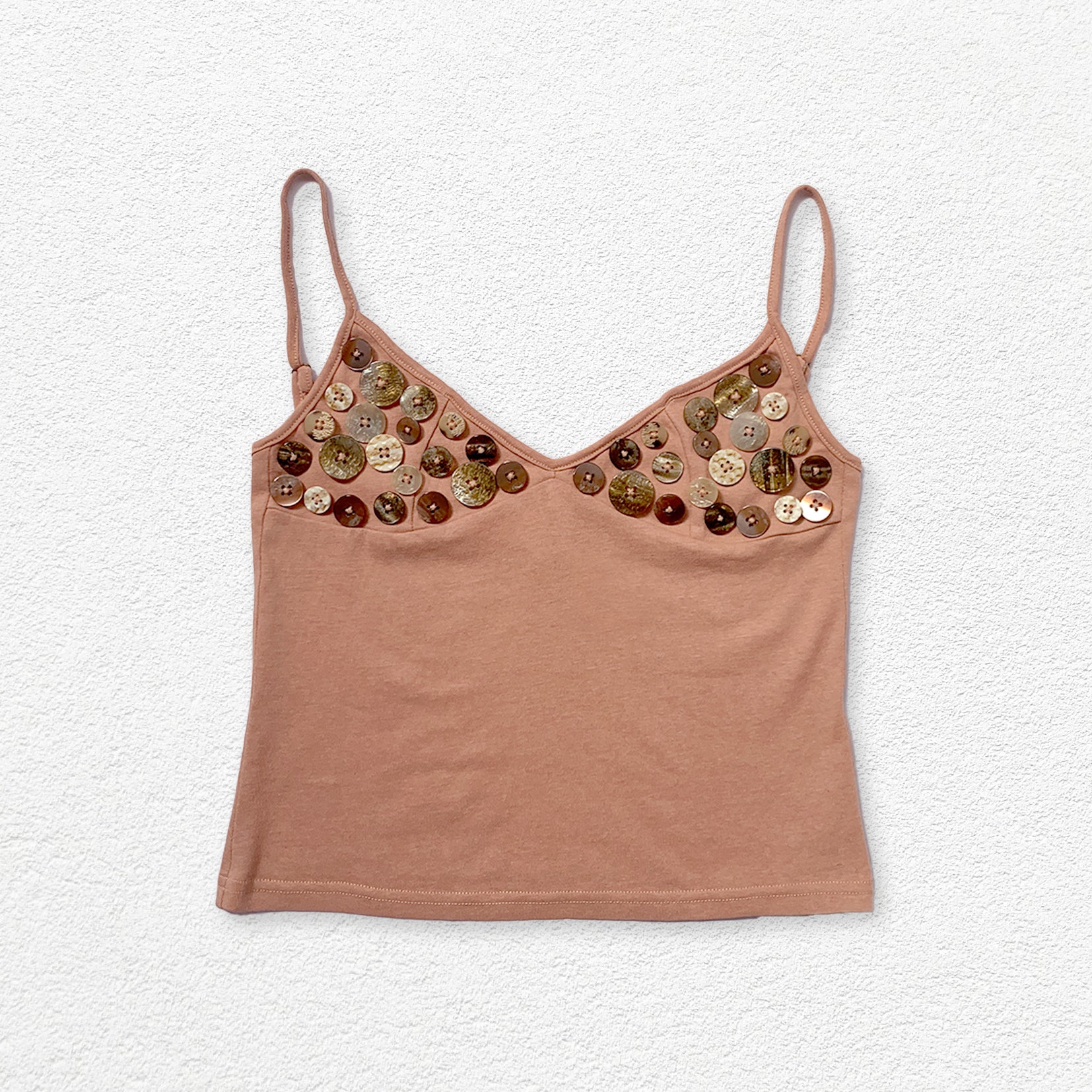 Shell buttons sling crop top - coral