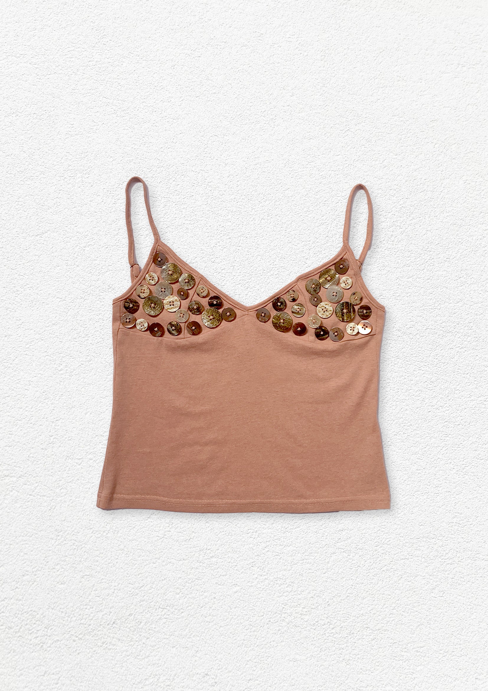 Shell buttons sling crop top - coral