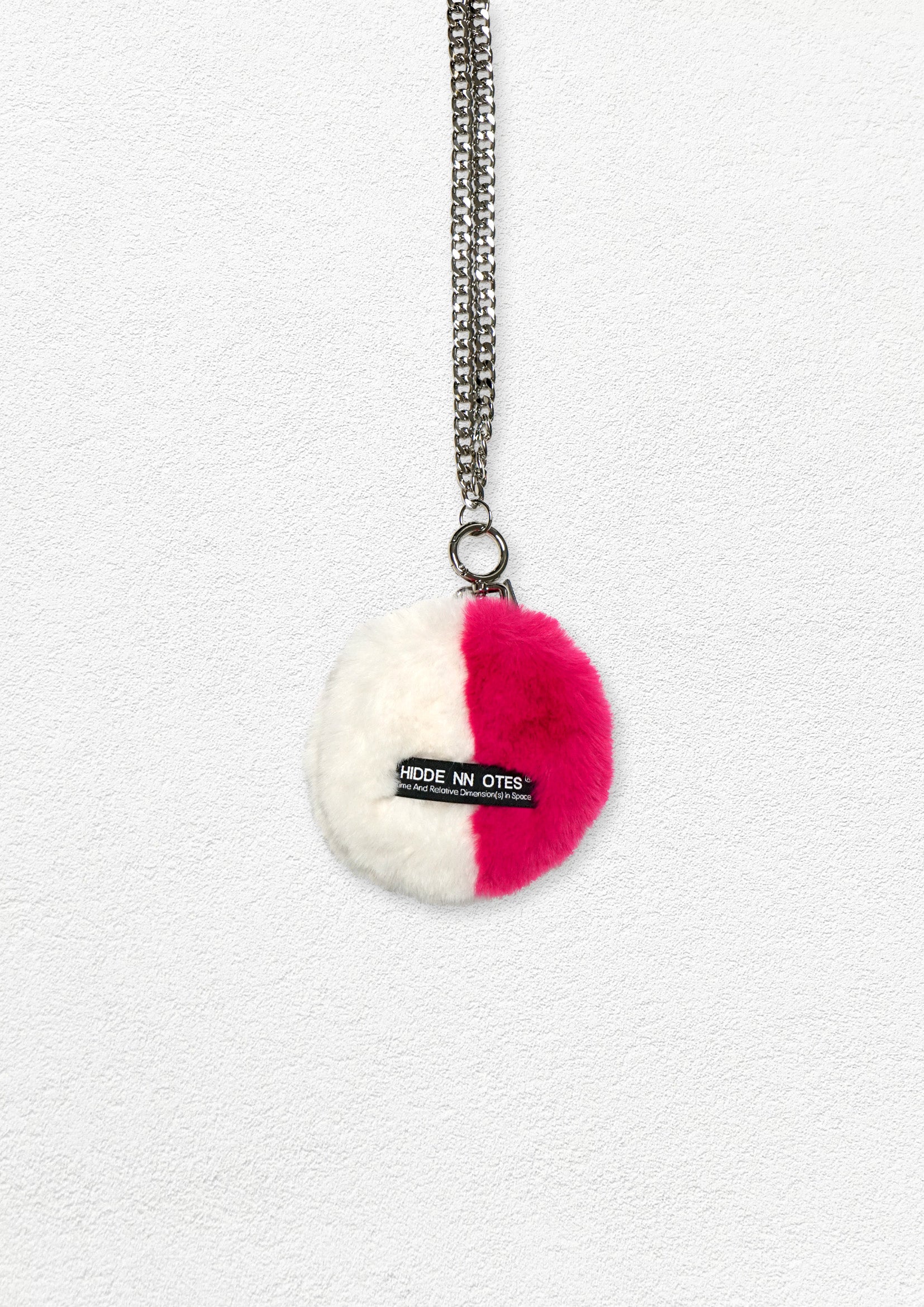 Faux fur crossbody mini round bag - raspberry & cream