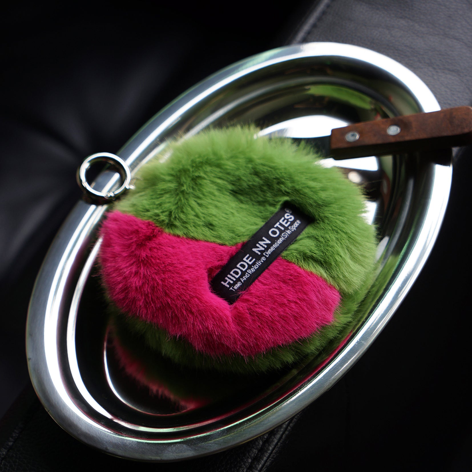 Faux fur crossbody mini round bag - Raspberry & Matcha