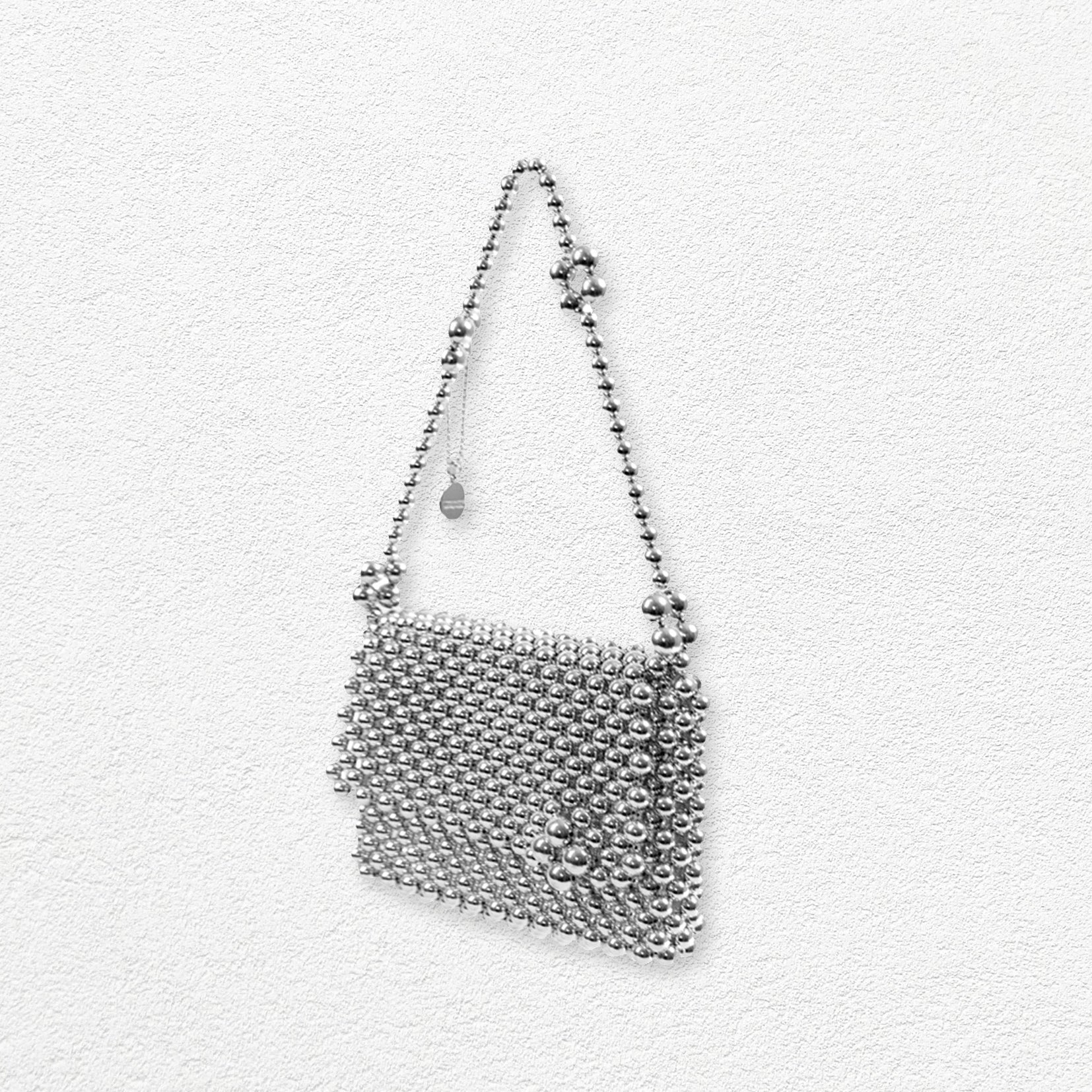 Bead flip shoulder bag - silver