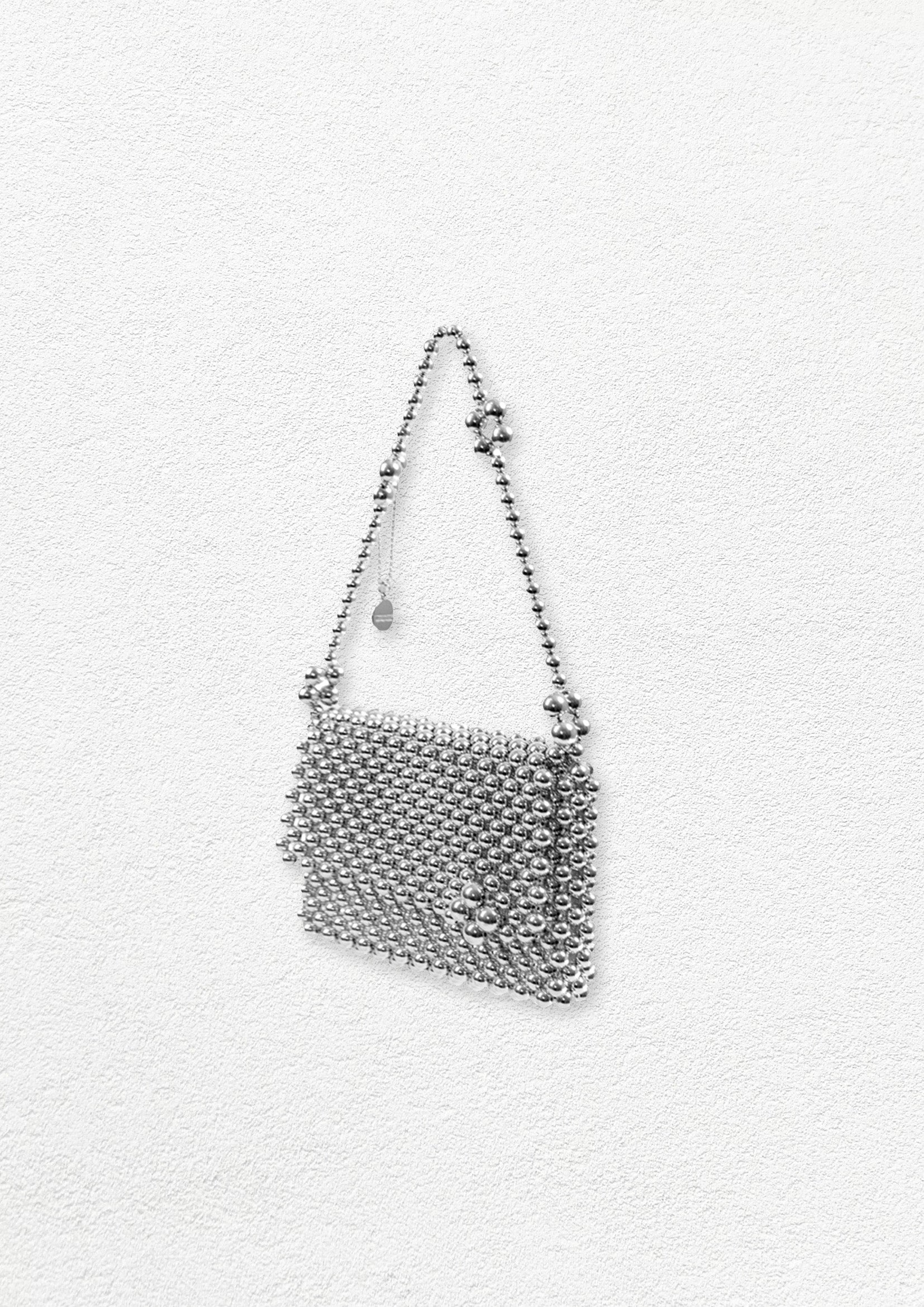 Bead flip shoulder bag - silver