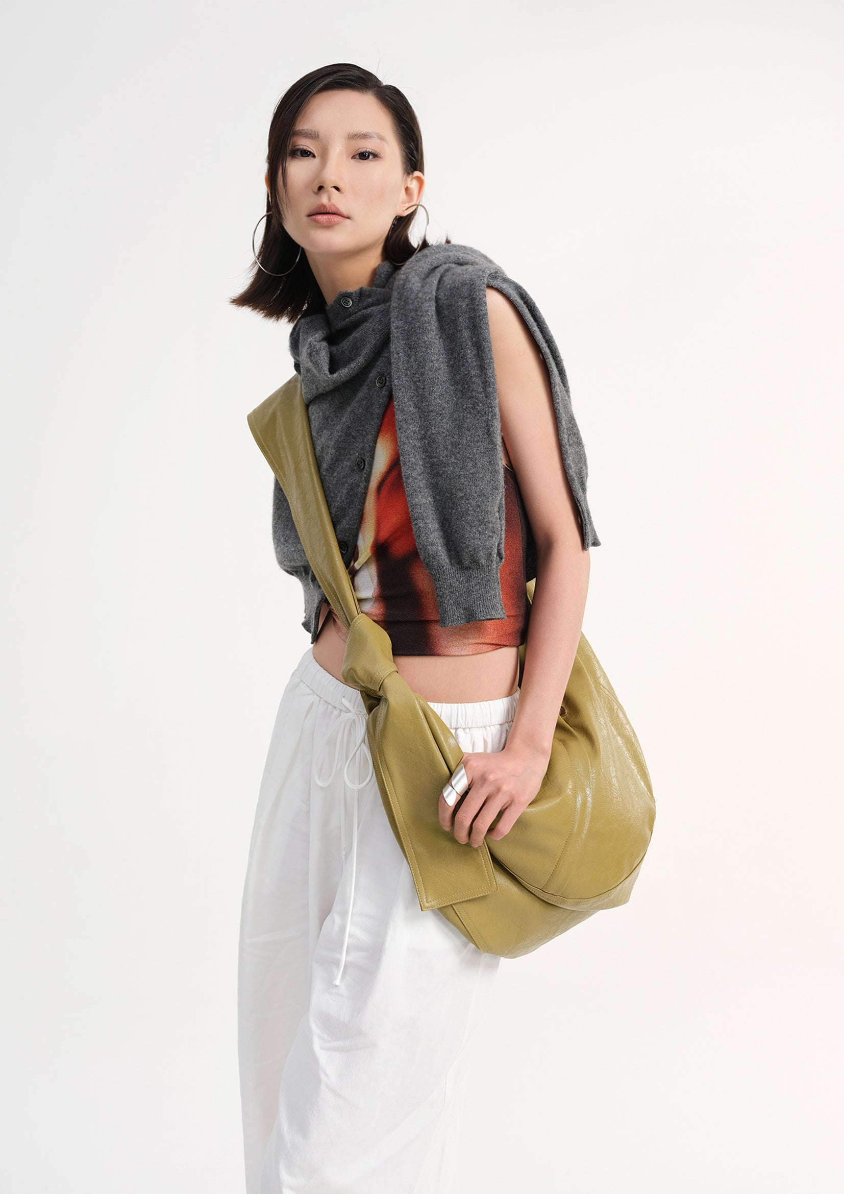 Vegan leather medium dumpling bag - mustard – Future Fusion