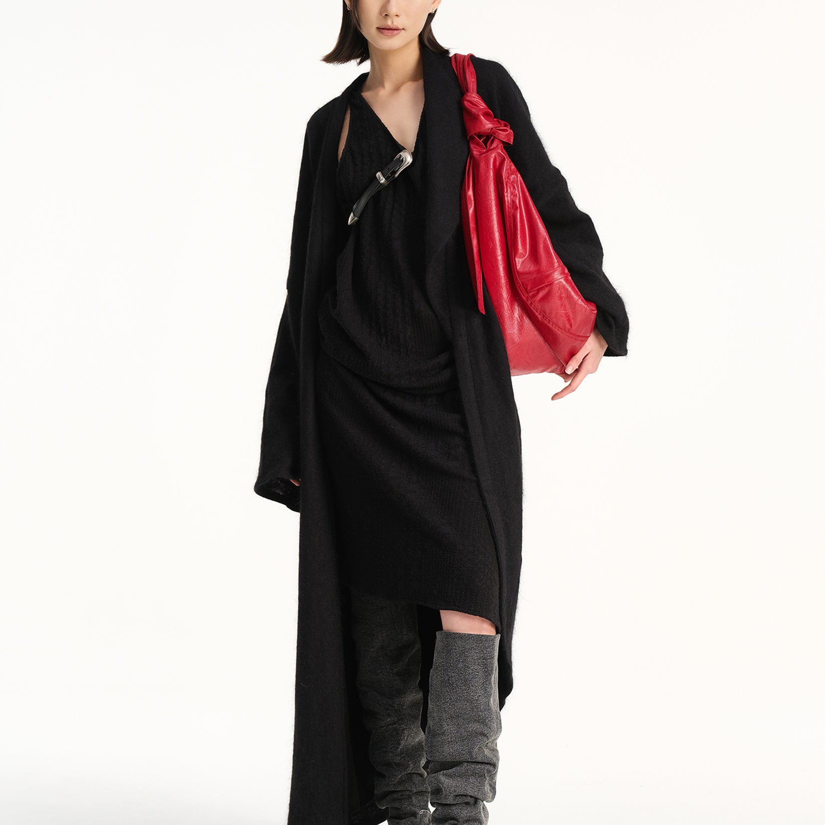 Vegan leather large dumpling bag - red