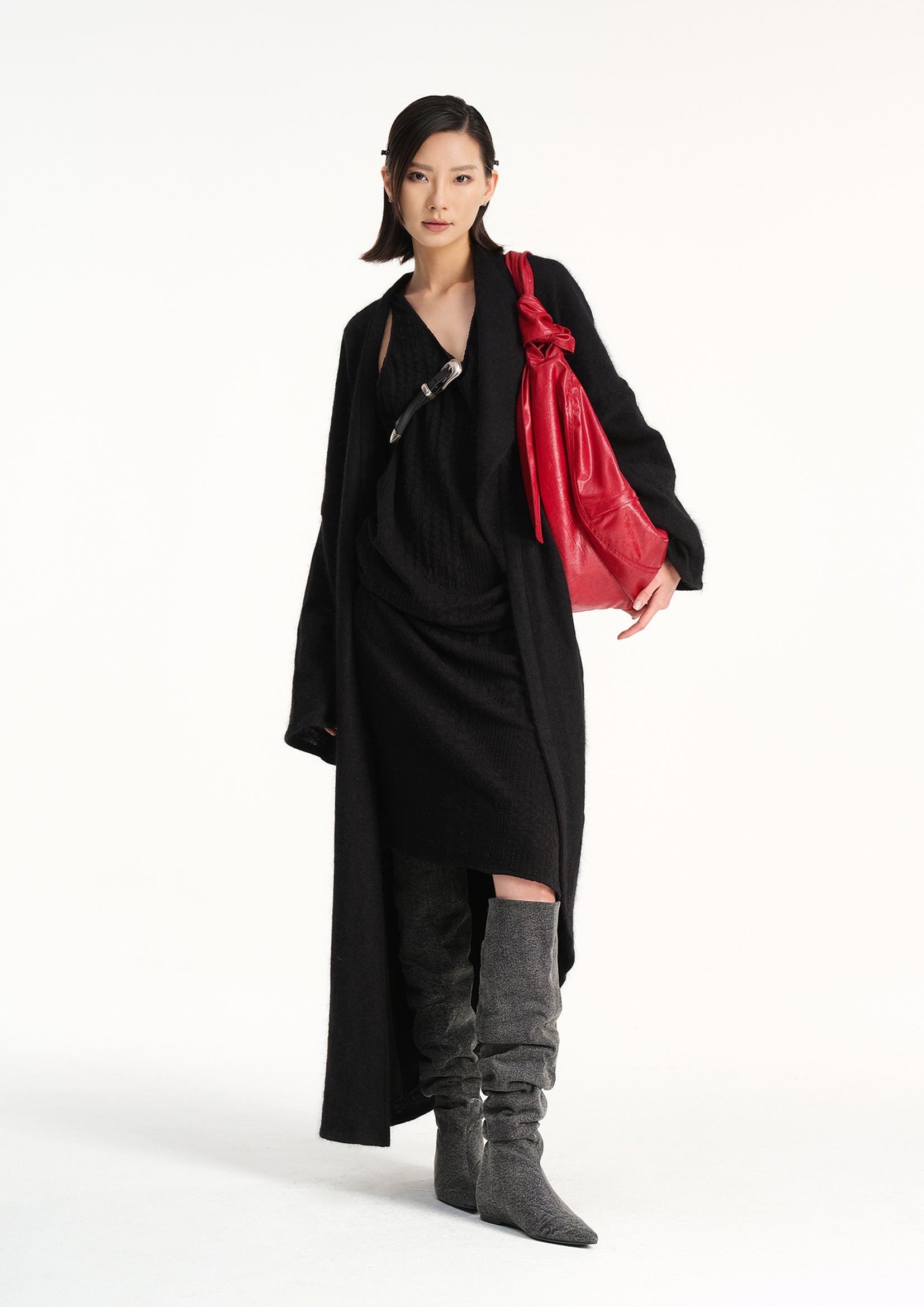 Vegan leather large dumpling bag - red