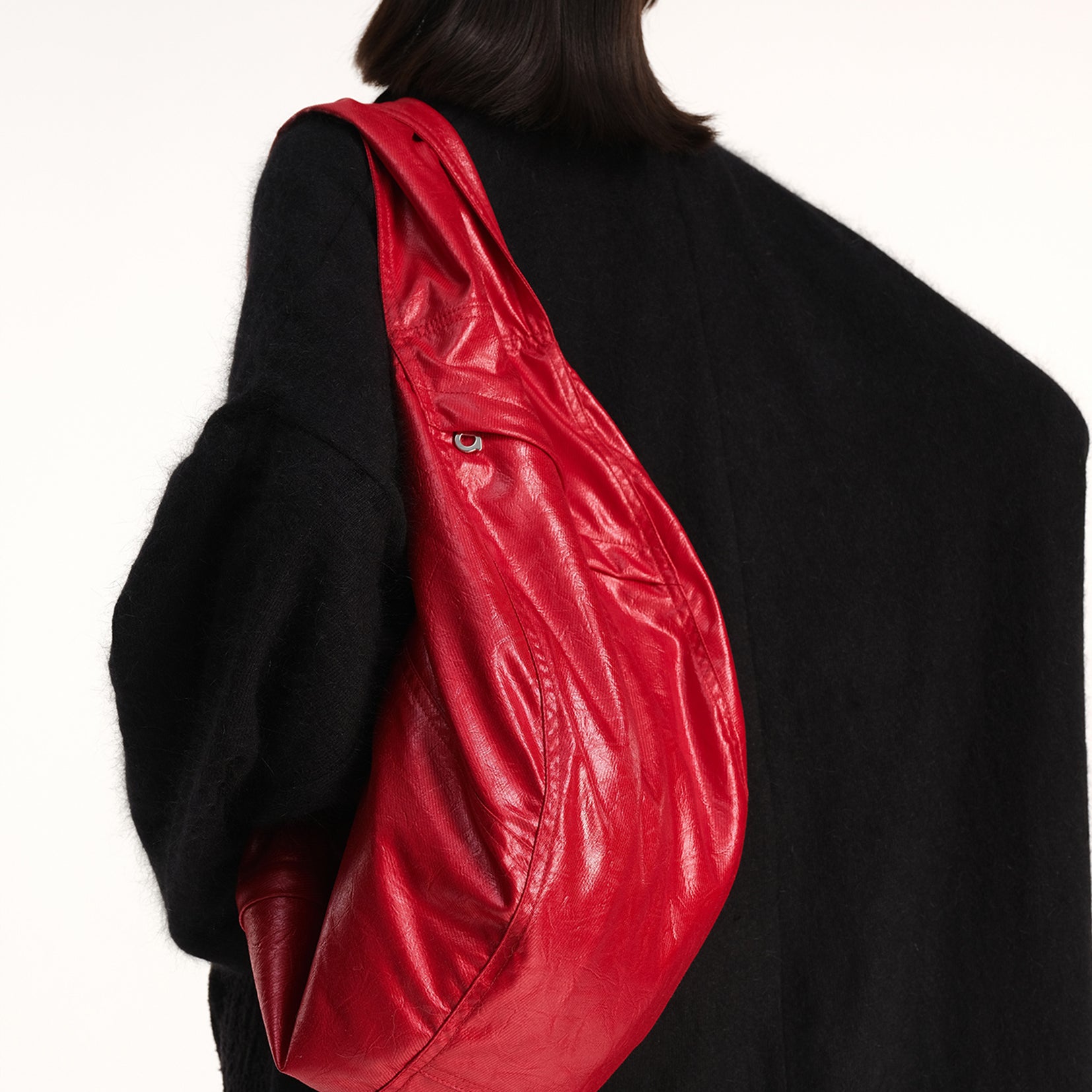 Vegan leather large dumpling bag - red
