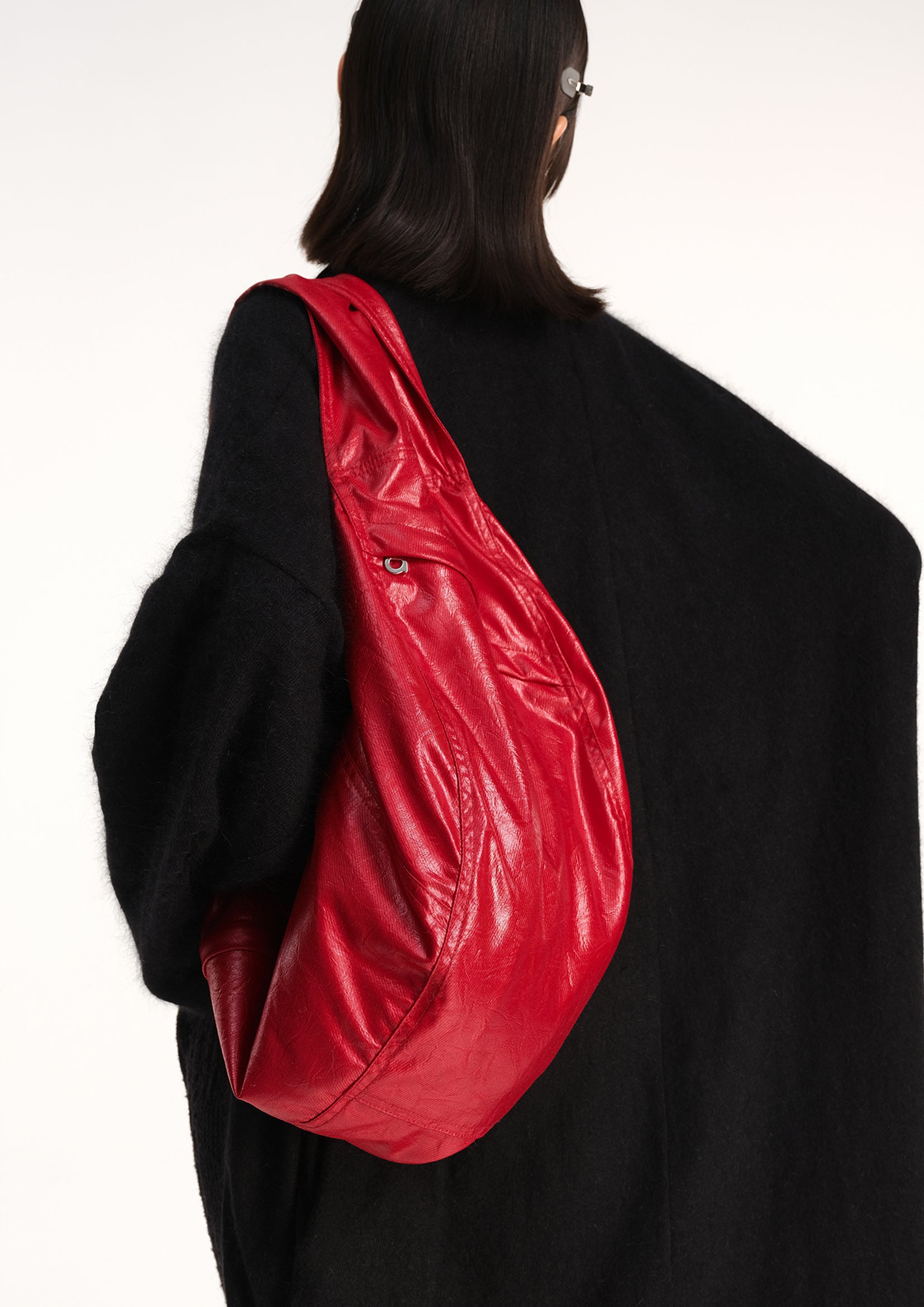 Vegan leather large dumpling bag - red
