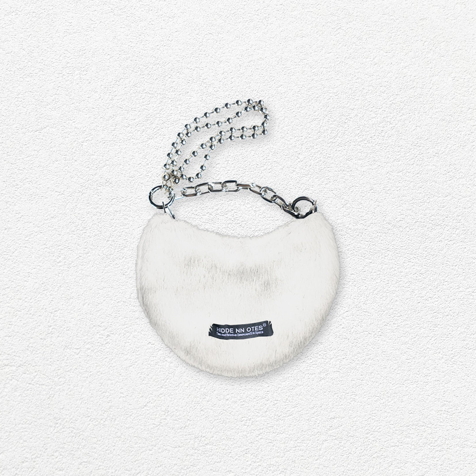 Fluffy shoulder/hand moon bag - white