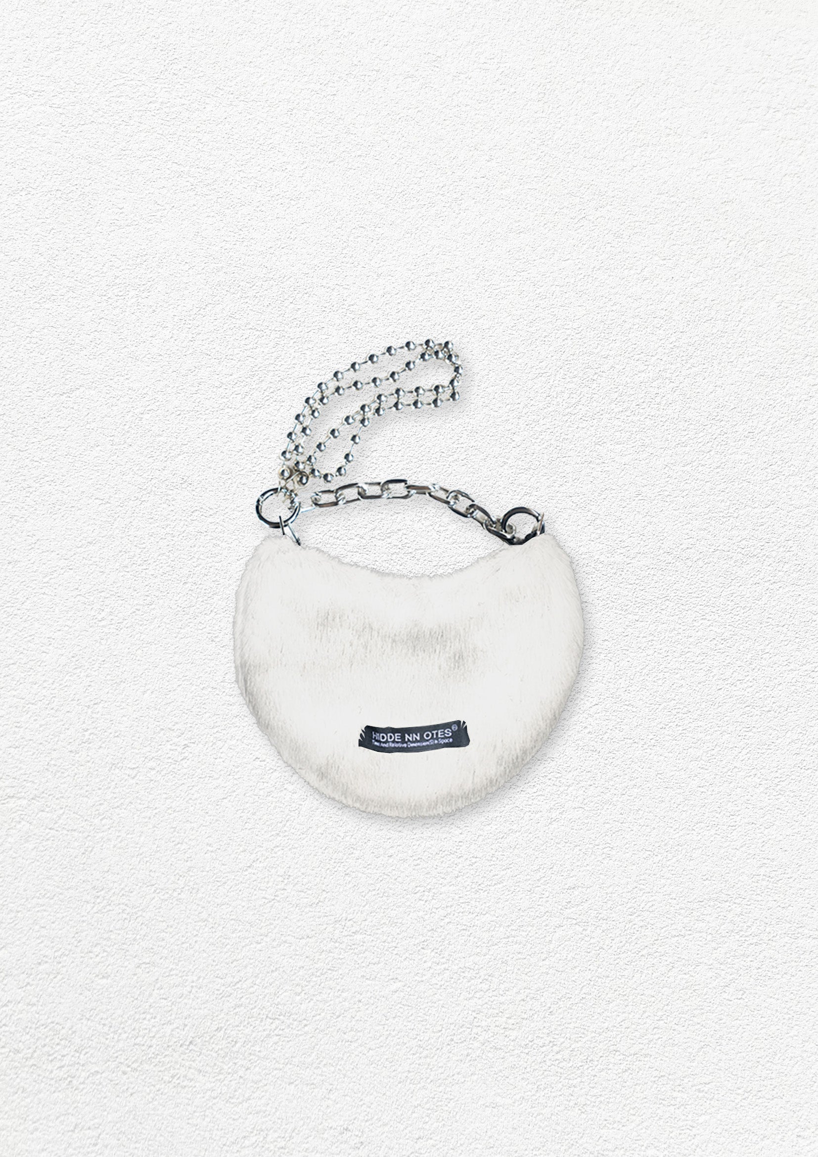 Fluffy shoulder/hand moon bag - white
