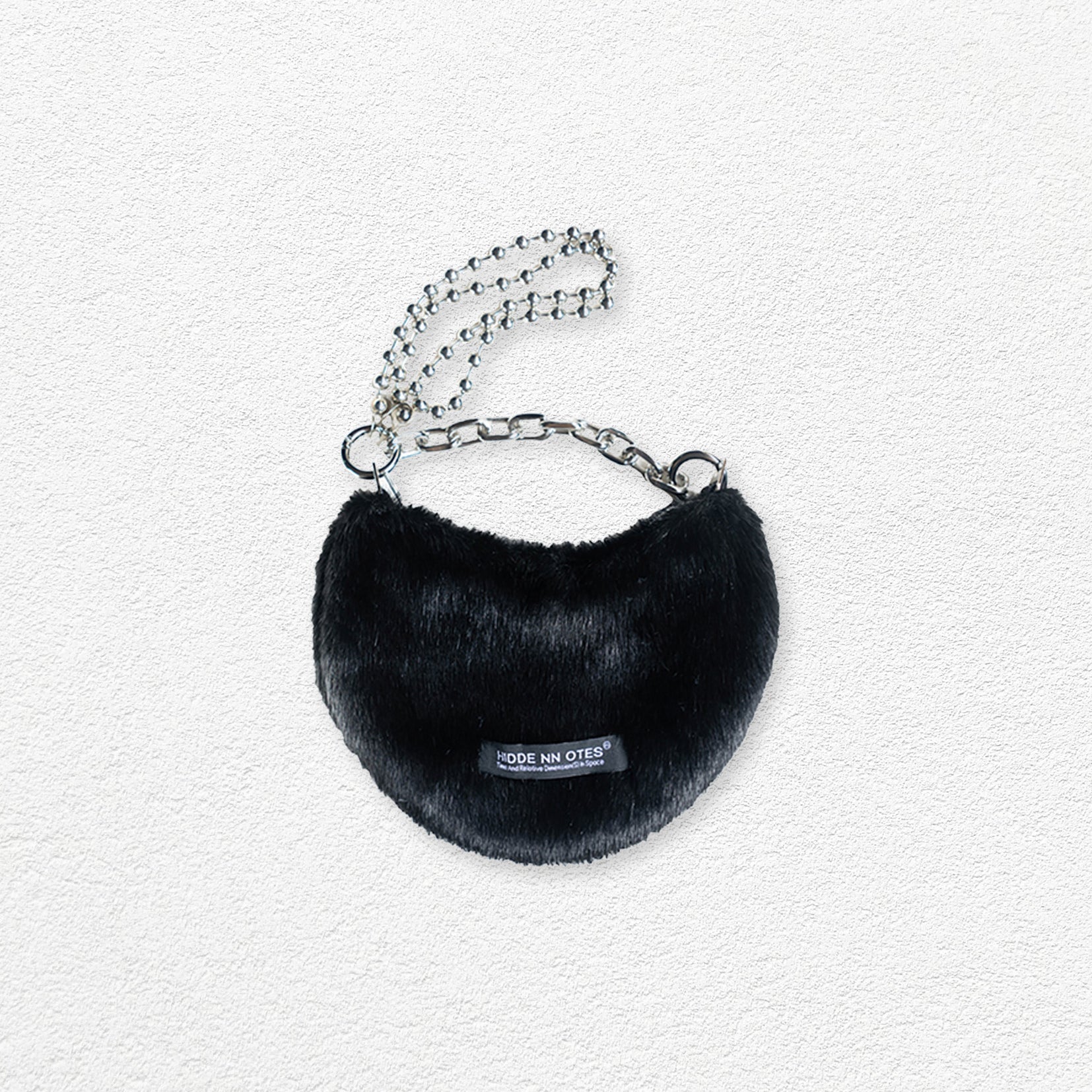 Fluffy shoulder/hand moon bag - black