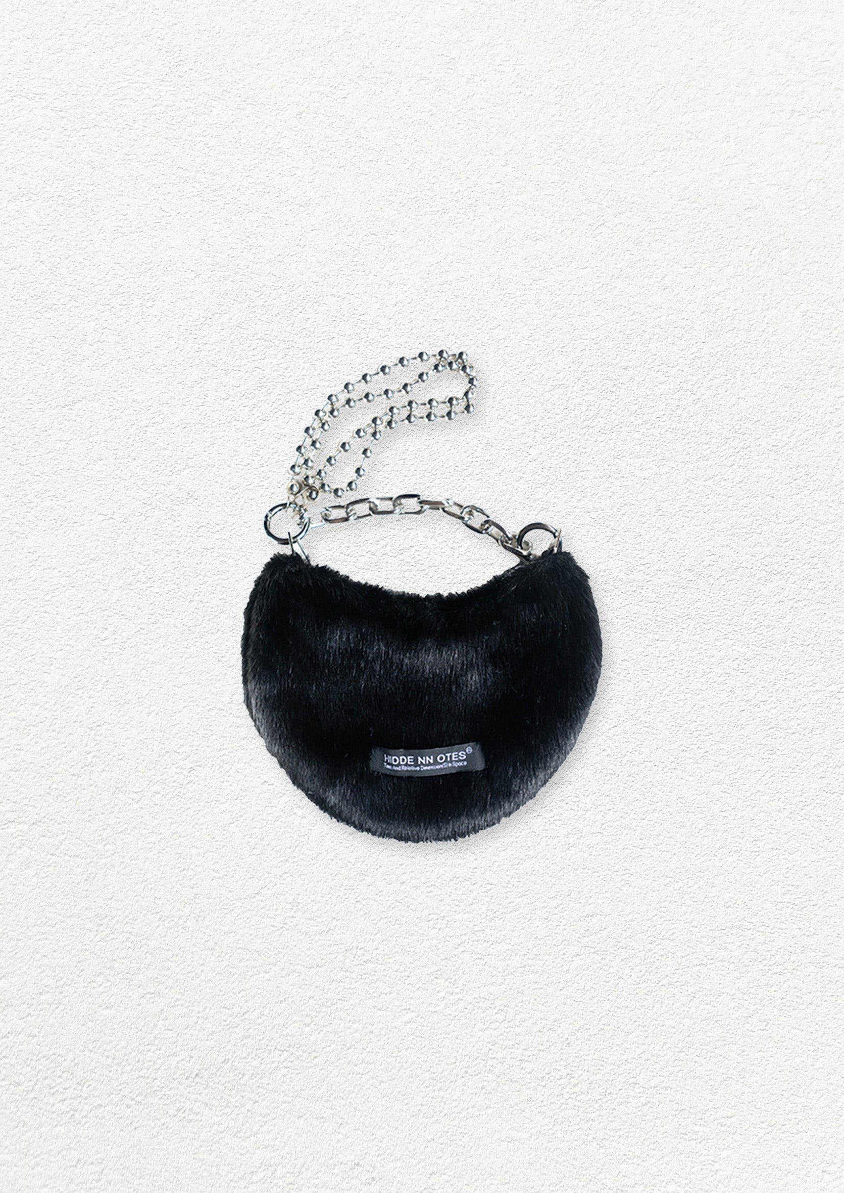 Fluffy shoulder/hand moon bag - black