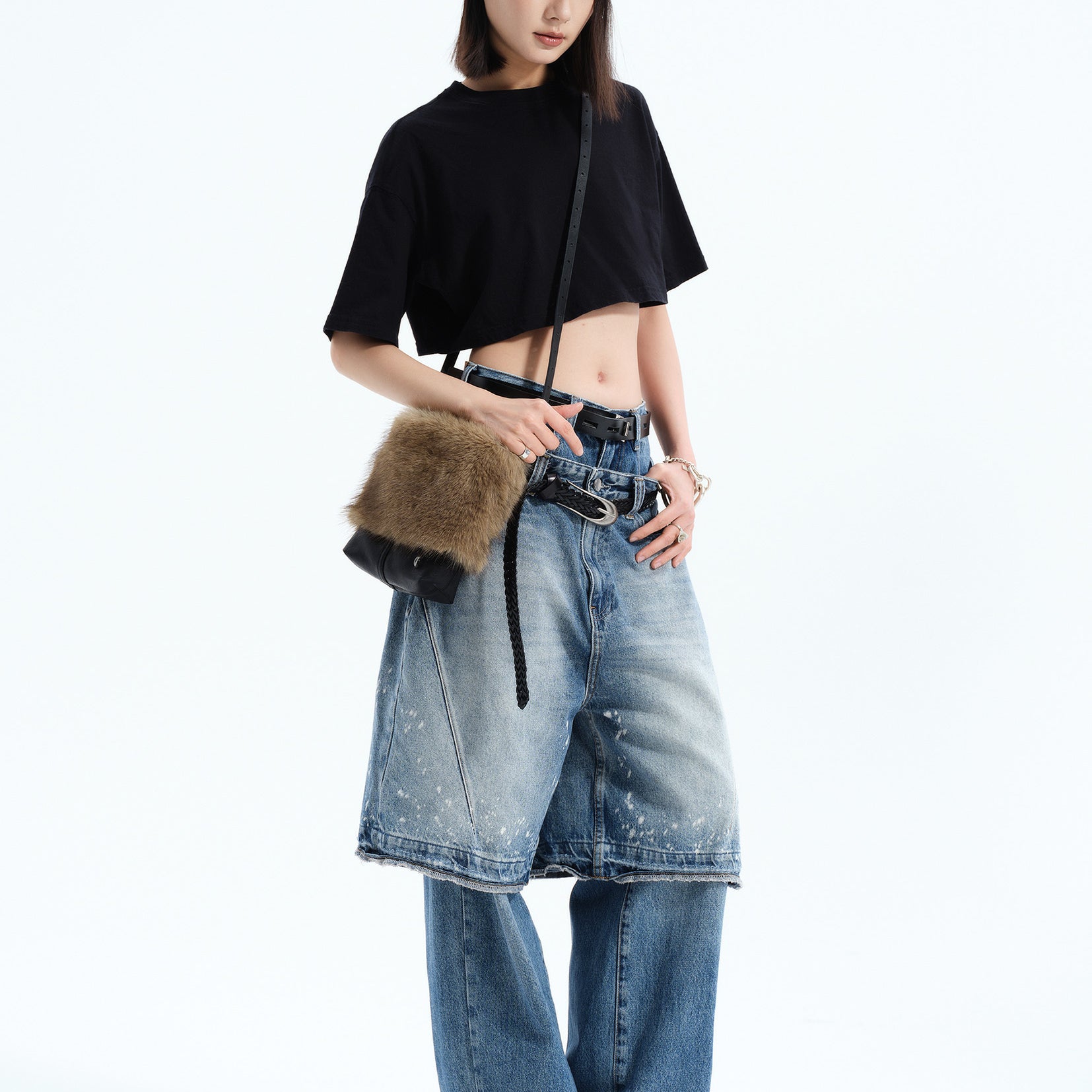 Furry splice small tote bag - fox