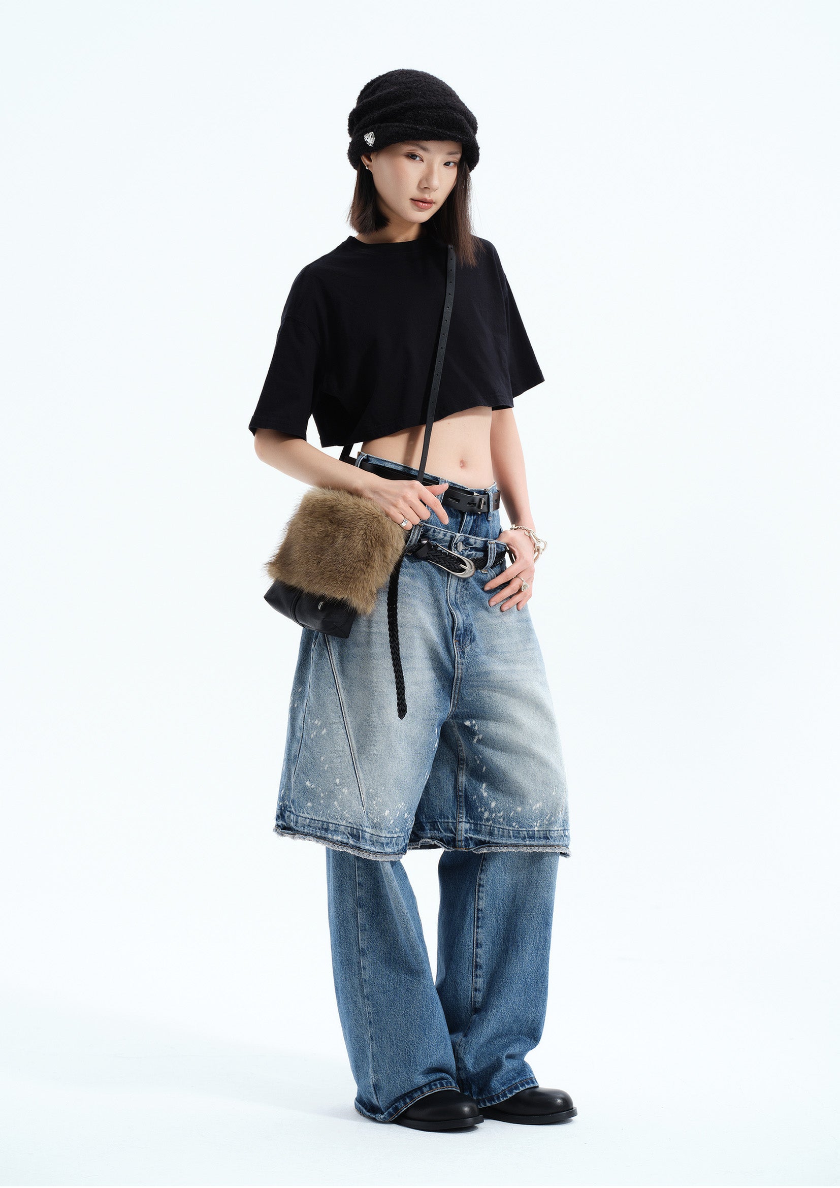 Furry splice small tote bag - fox