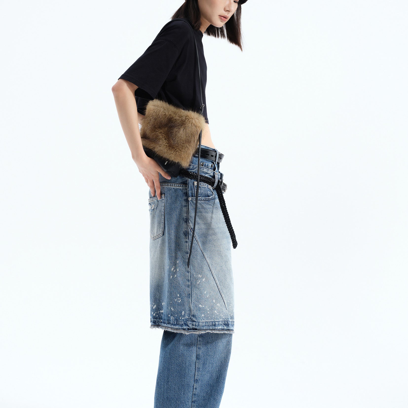 Furry splice small tote bag - fox