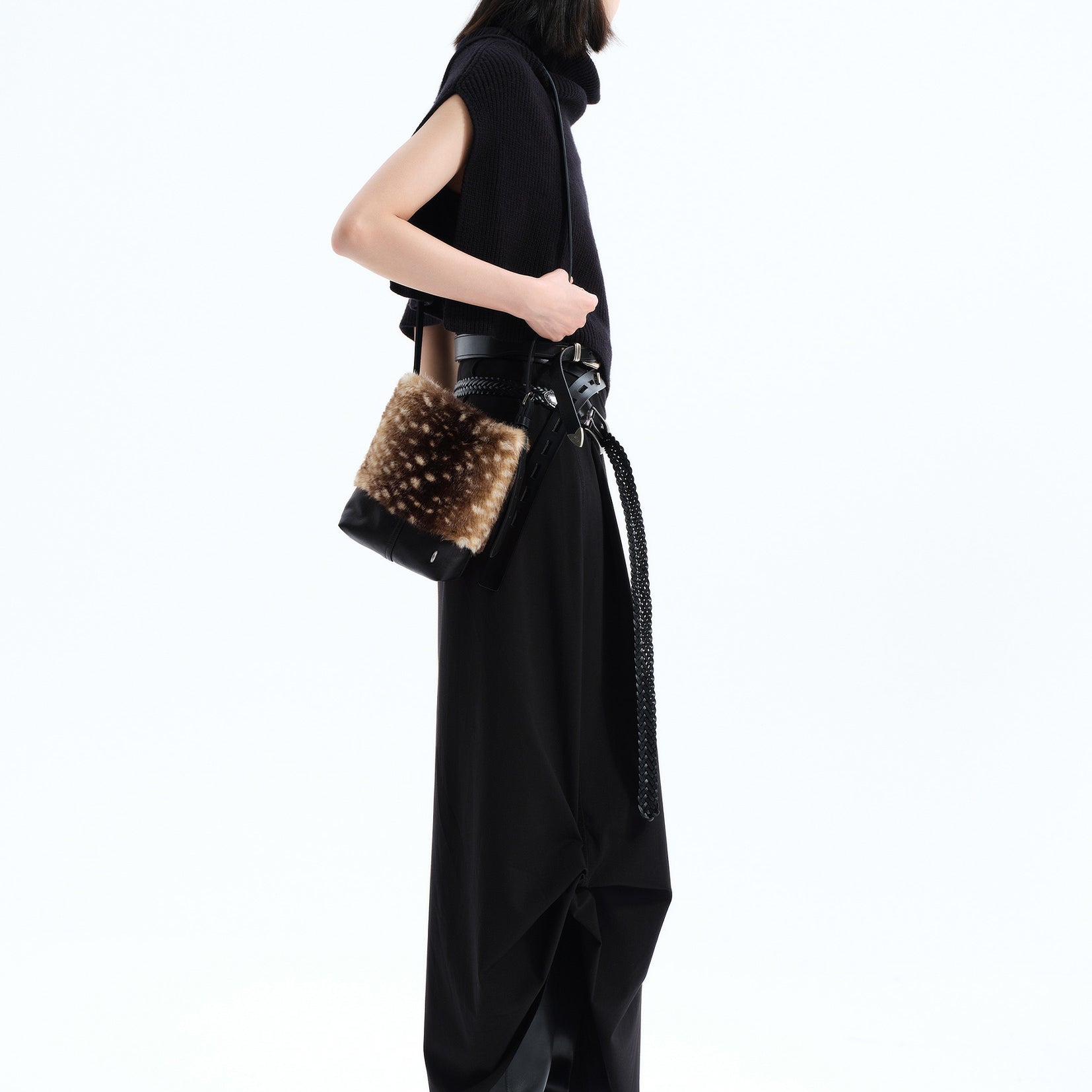 Furry splice small tote bag - deer