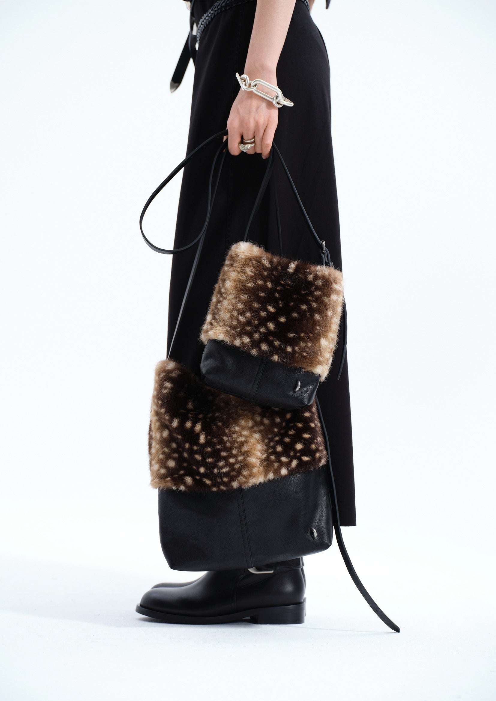 Furry splice small tote bag - deer
