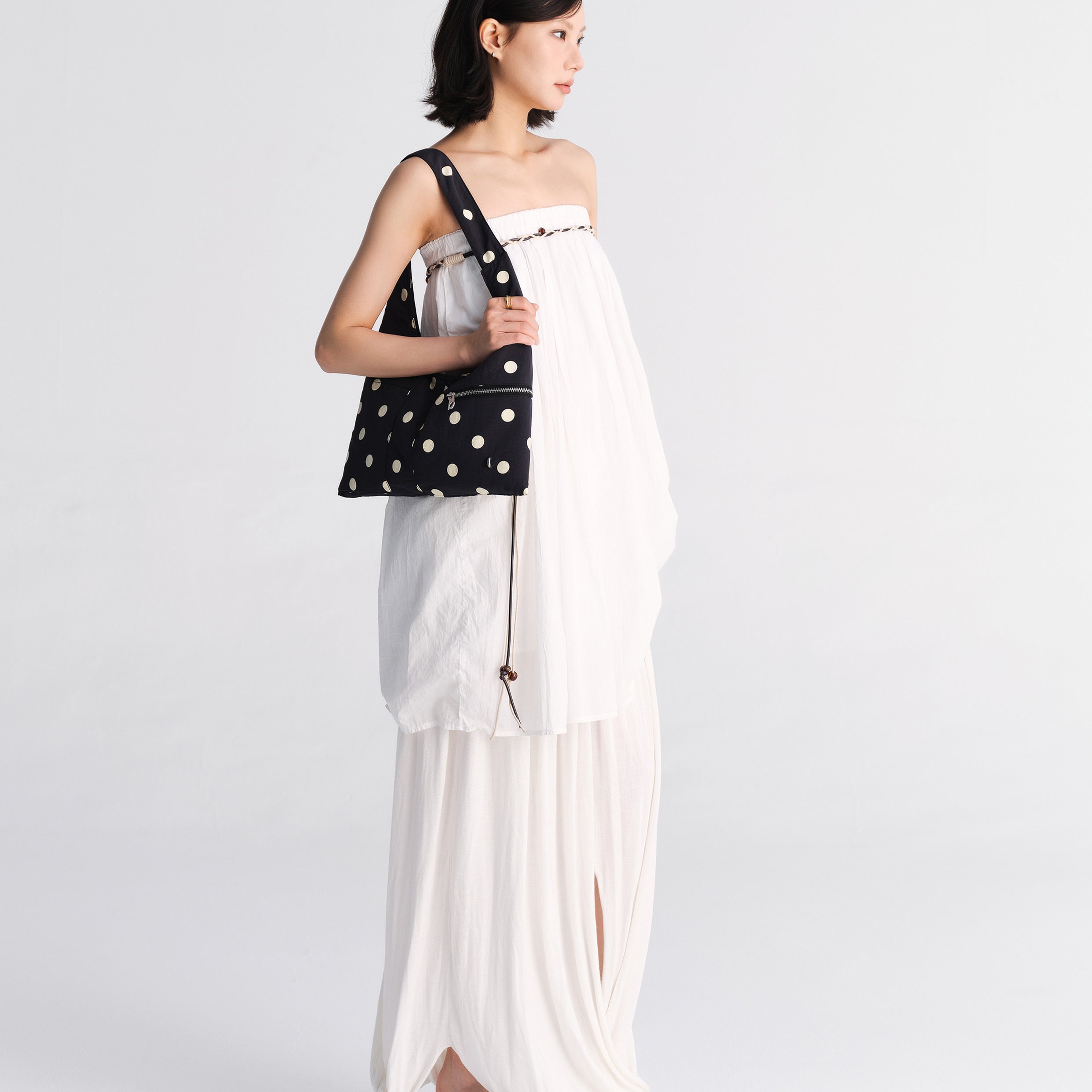 Polka dots shoulder bag - black