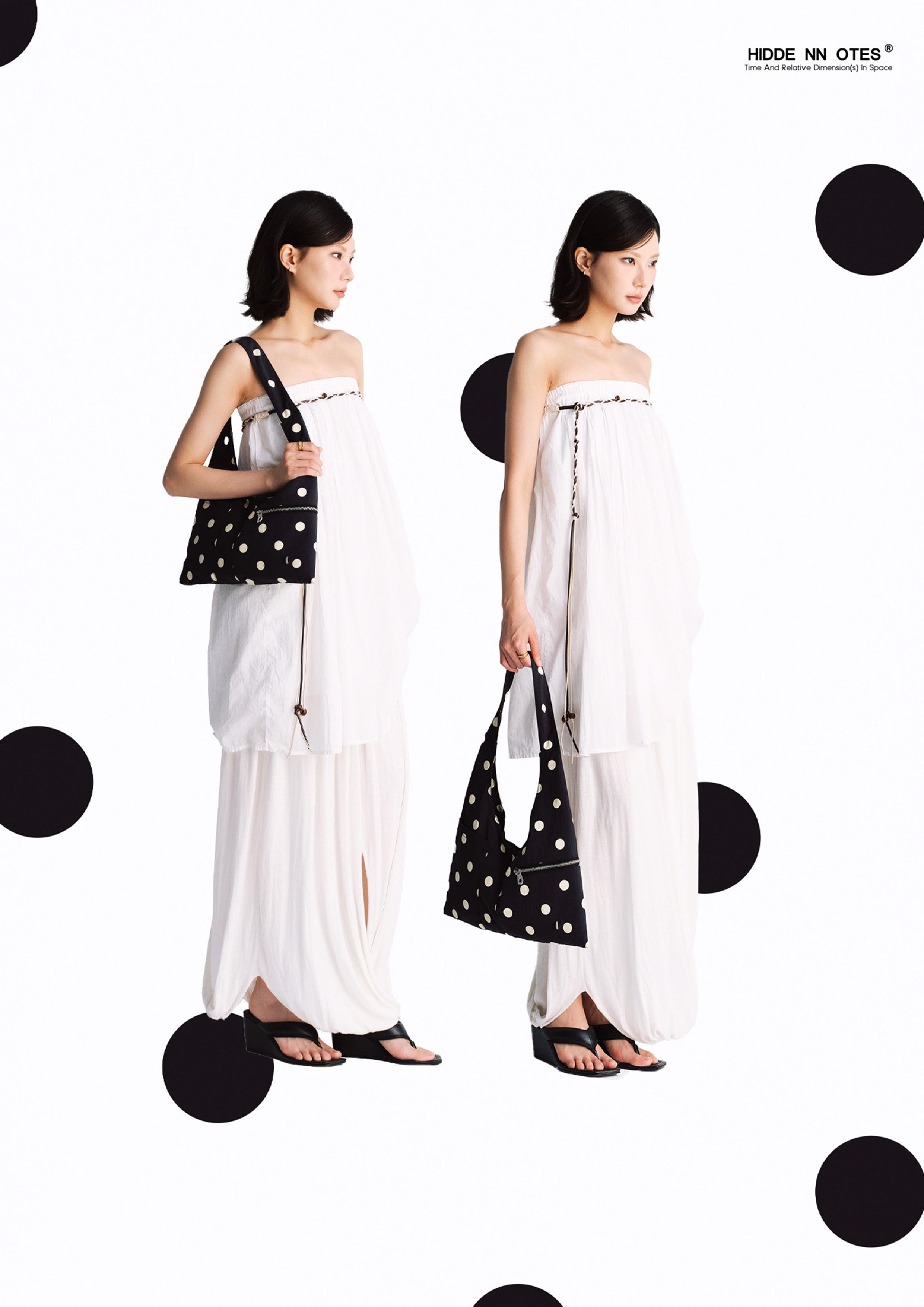 Polka dots shoulder bag - black