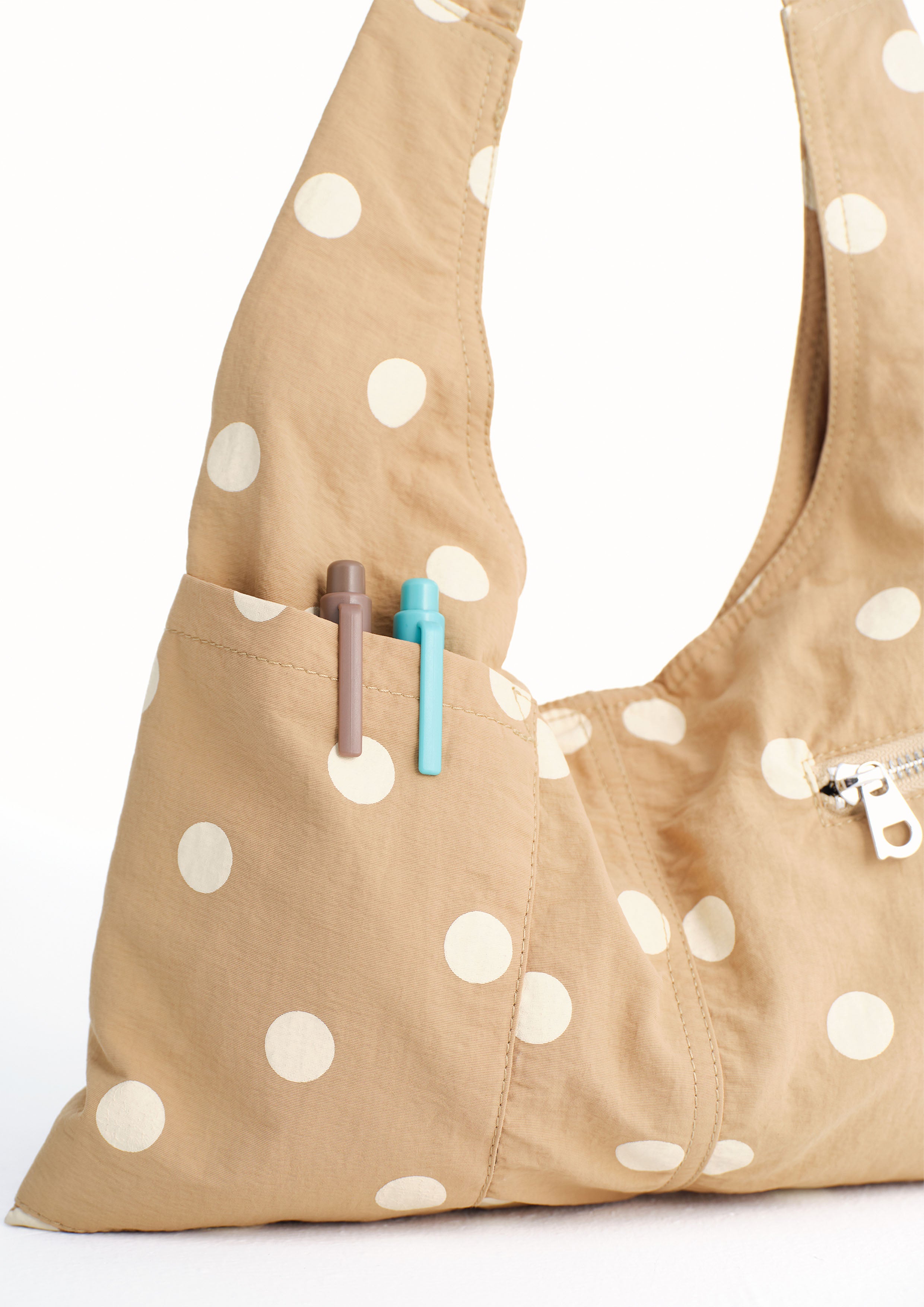 Polka dots shoulder bag - tan