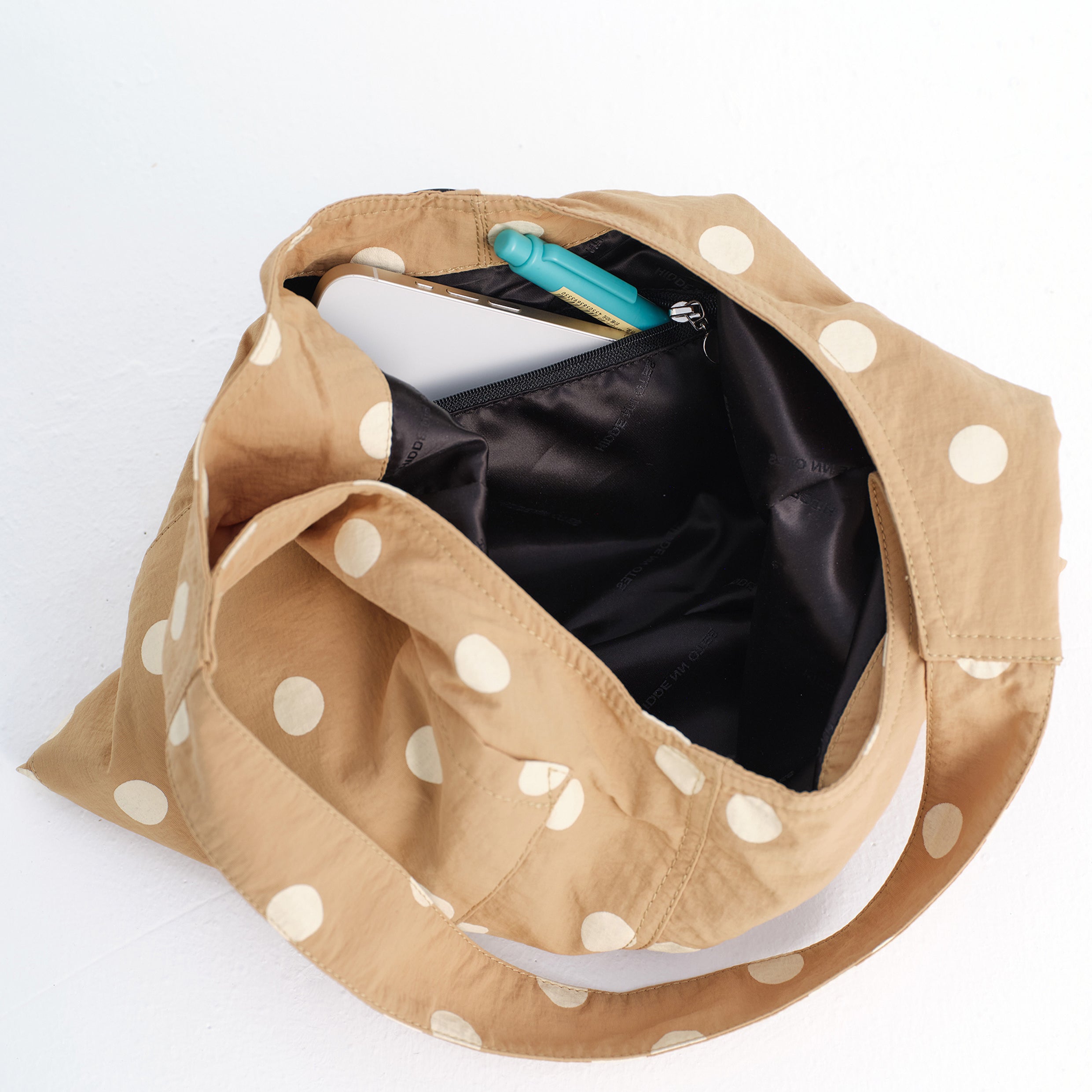 Polka dots shoulder bag - tan