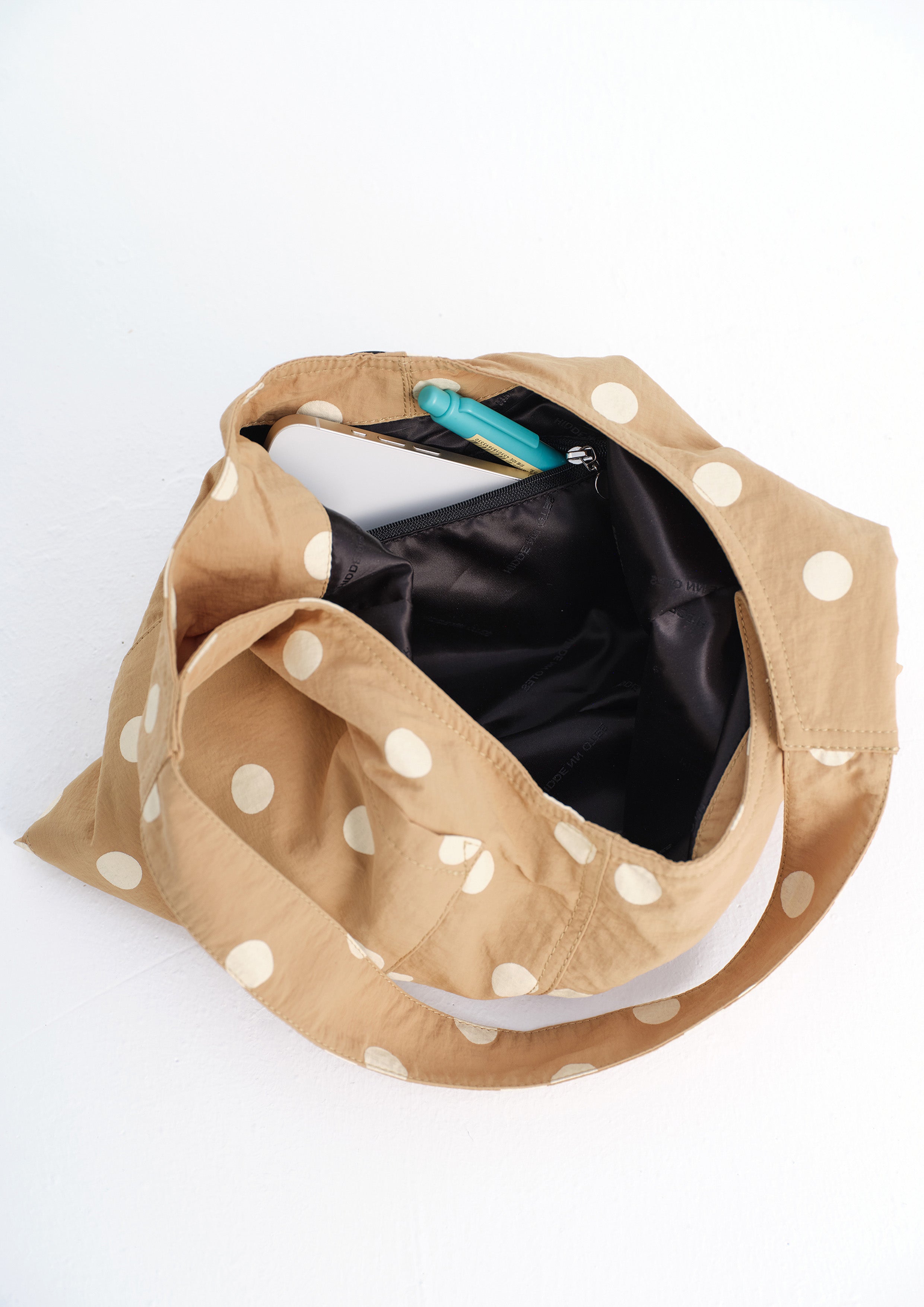 Polka dots shoulder bag - tan